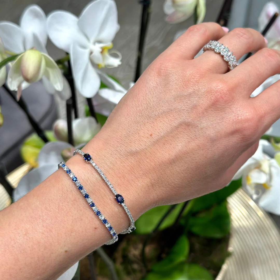 Tennis | Classic Diamond and Sapphire Tennis Bracelet - Image 4