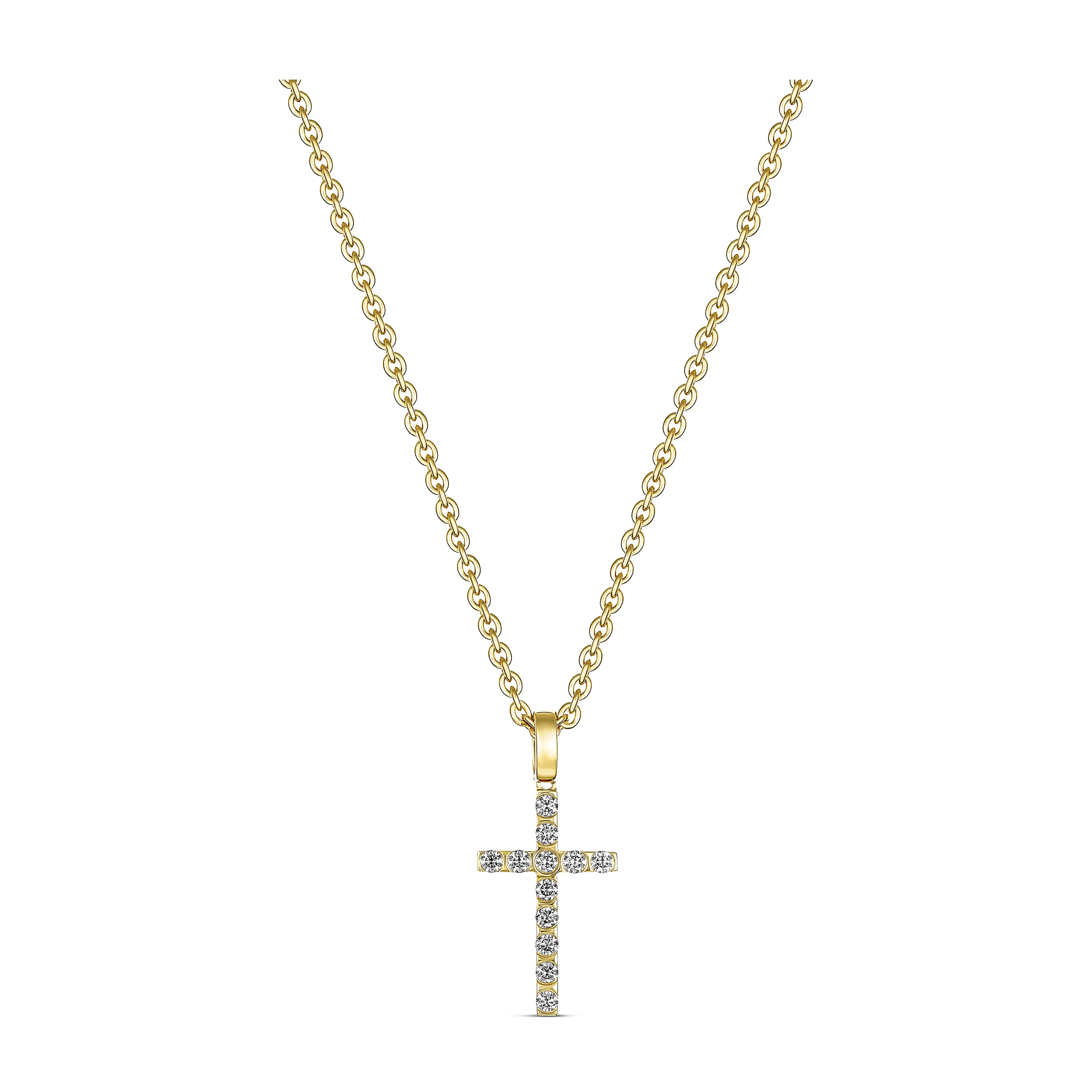Amarna Diamond Cross Necklace Small | 18K Yellow Gold