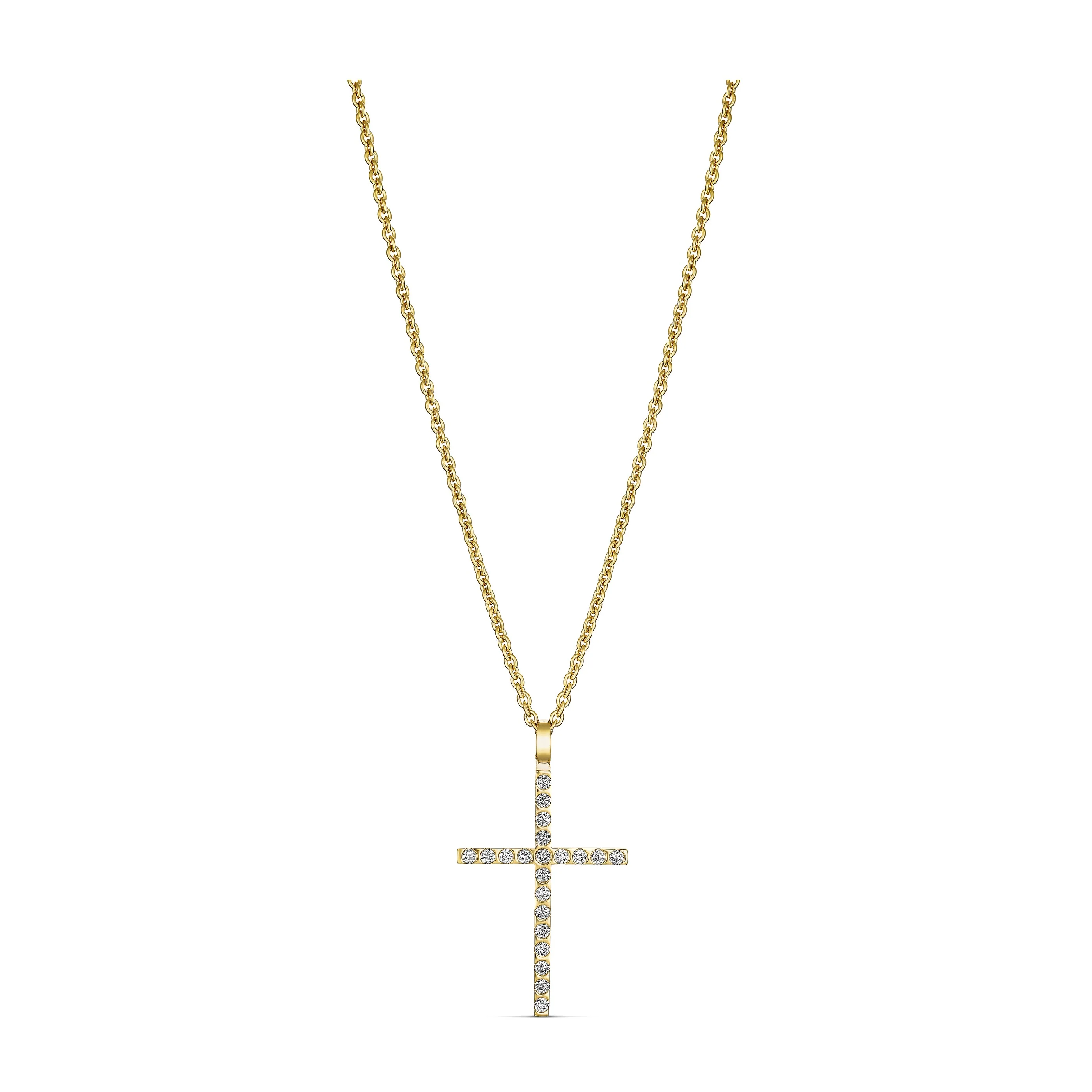 Amarna Diamond Cross Necklace Large | 18K Yellow Gold - Image 3