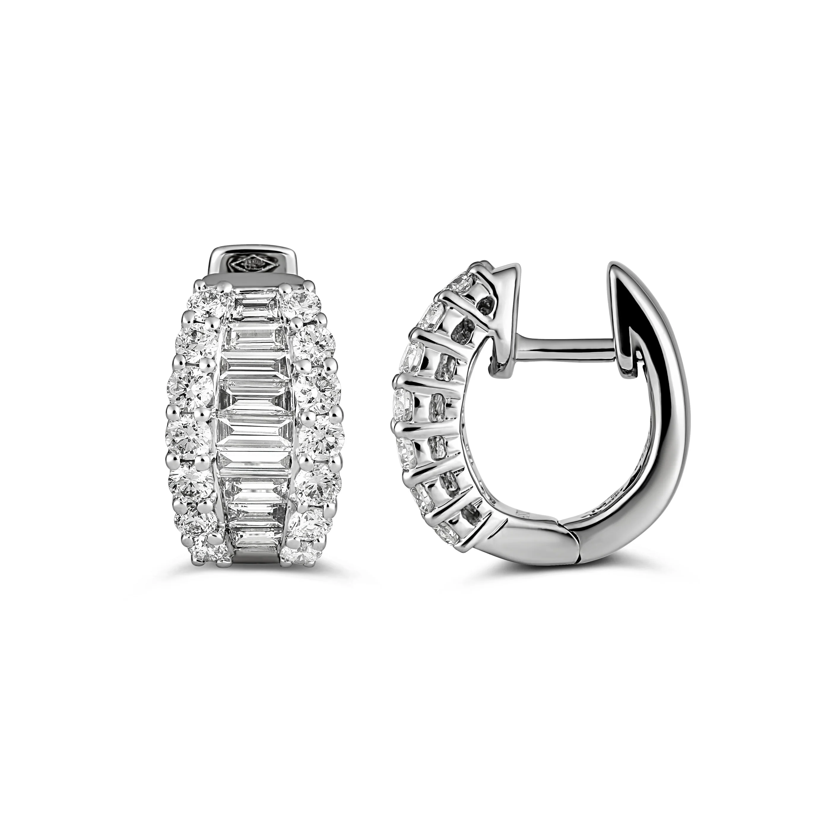 Artisan Baguette Huggies | Yellow Gold & Natural Diamond - Image 3