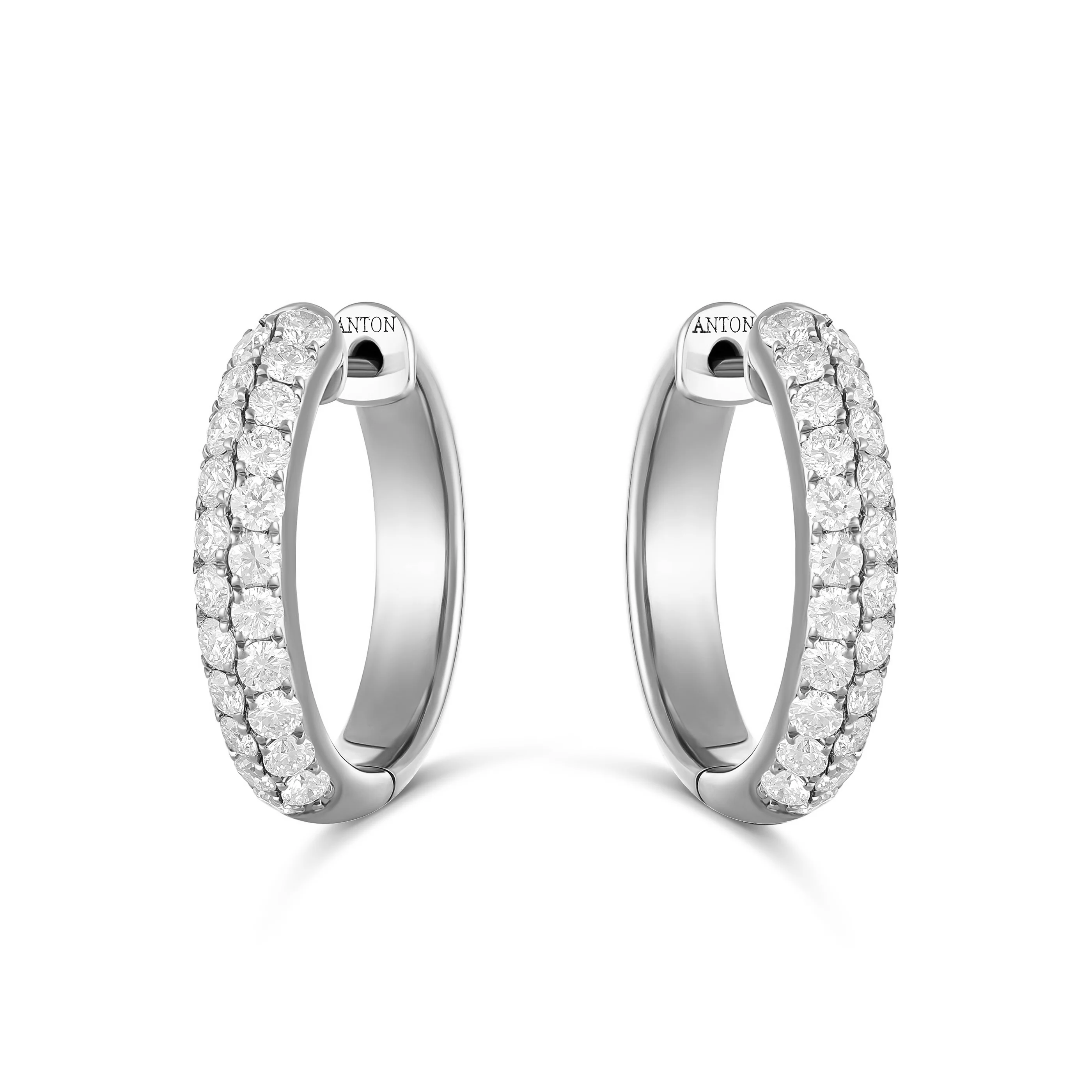 Artisan Canyon Medium Round Huggies | 18K White Gold - Image 3
