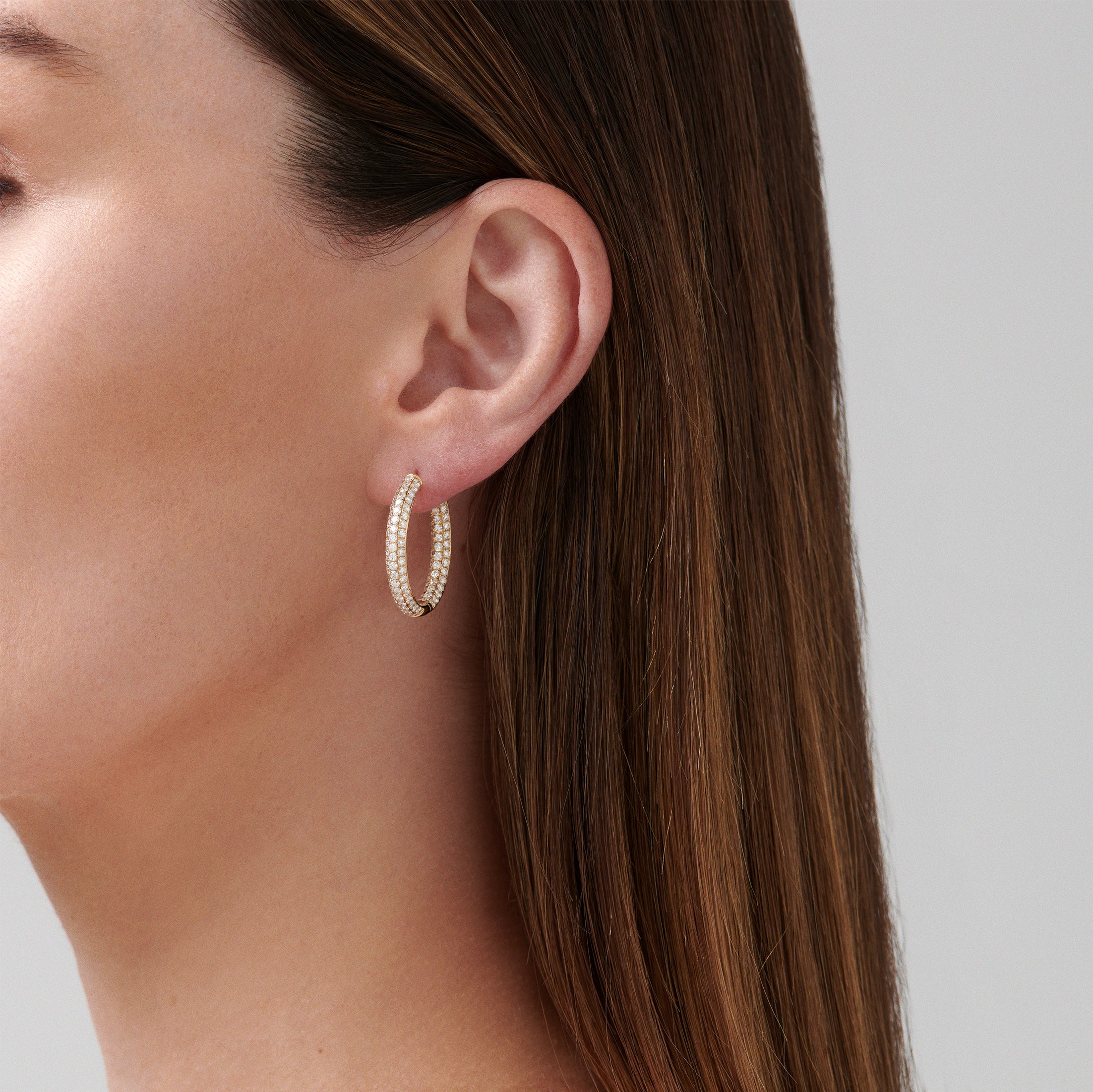 Artisan Pavé Hoop Earrings | White Gold - Image 5