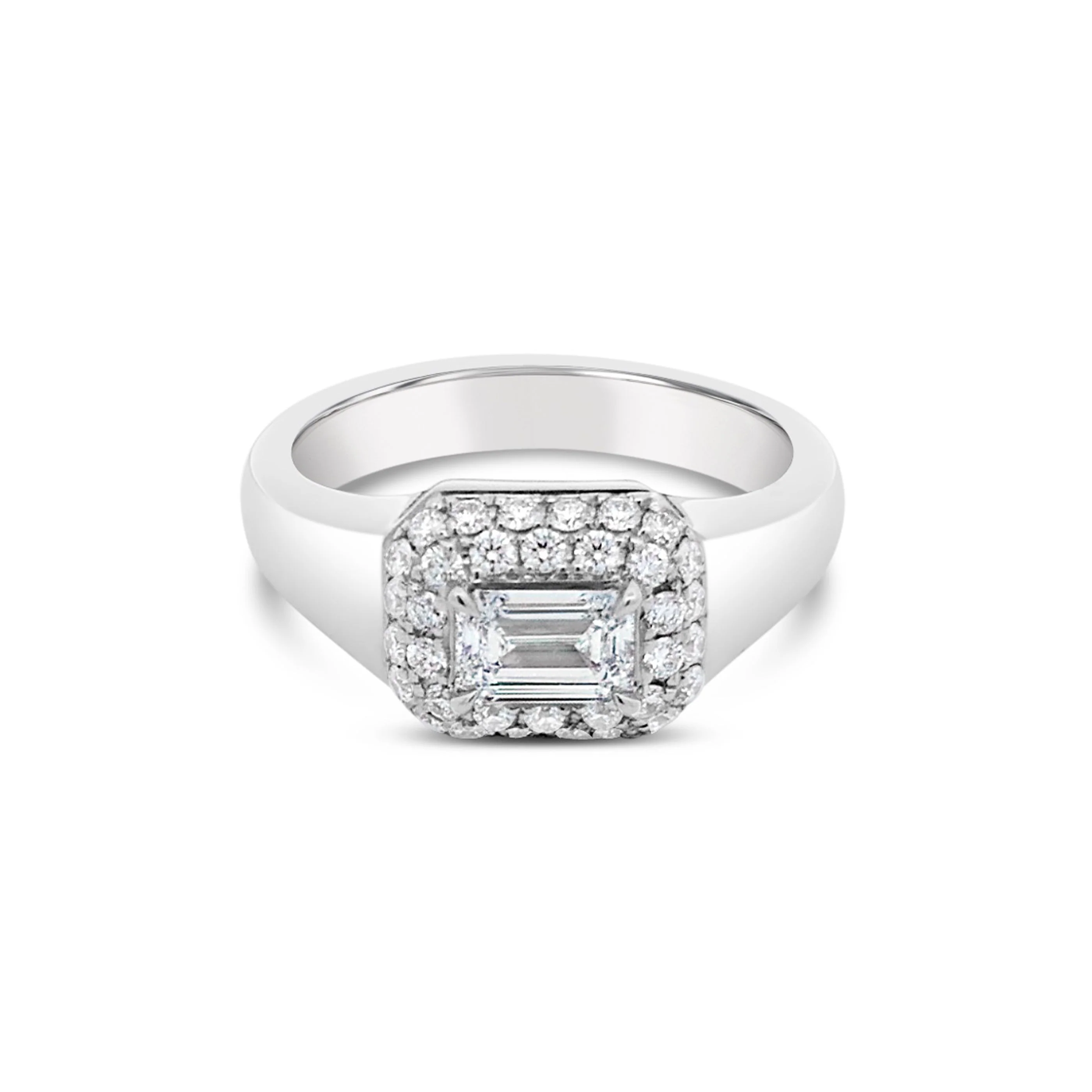 Artisan Sigma Emerald Cut Diamond Signet Ring | 18K White Gold - Image 5
