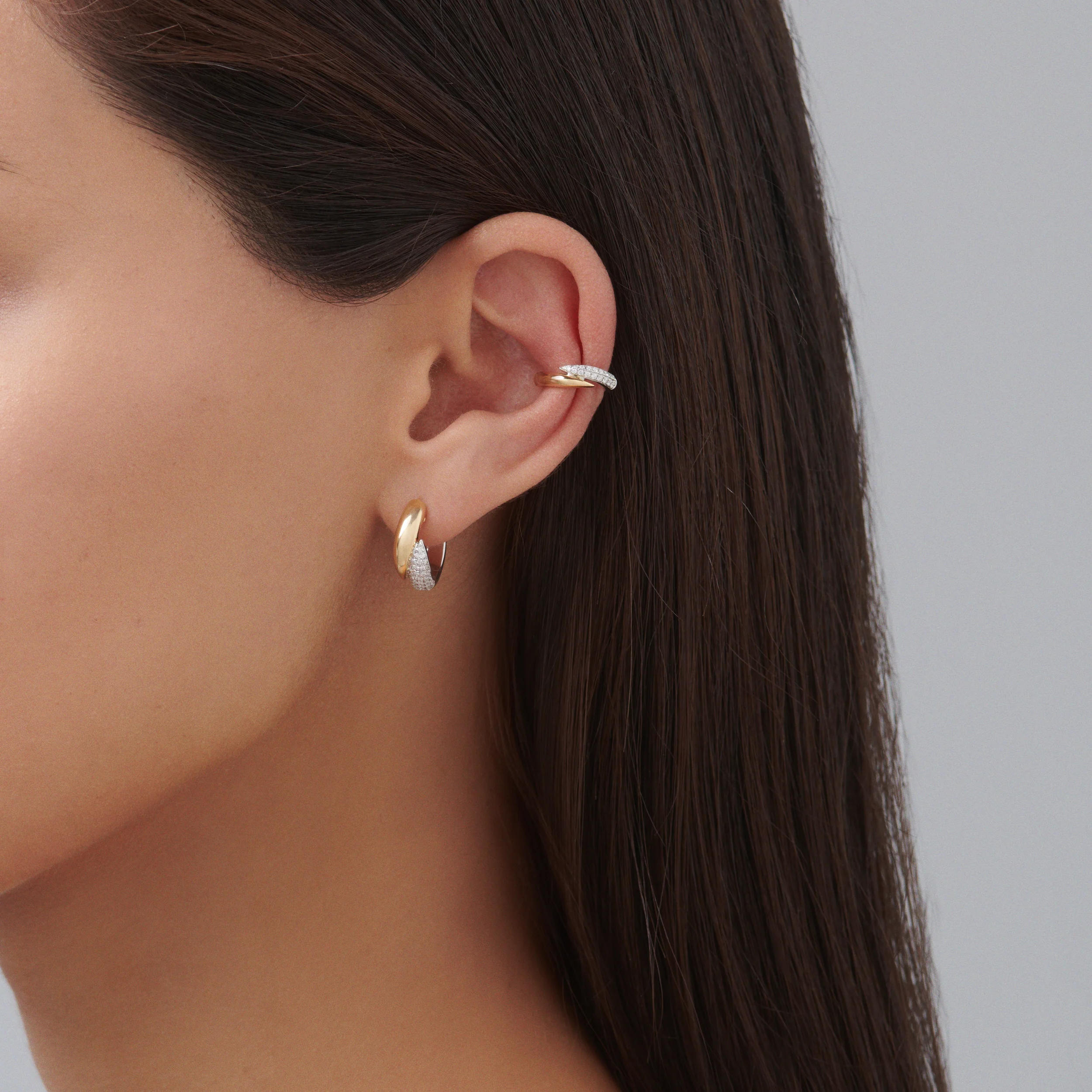 Artisan Two Tone Diamond Ear Cuff Large - Image 8