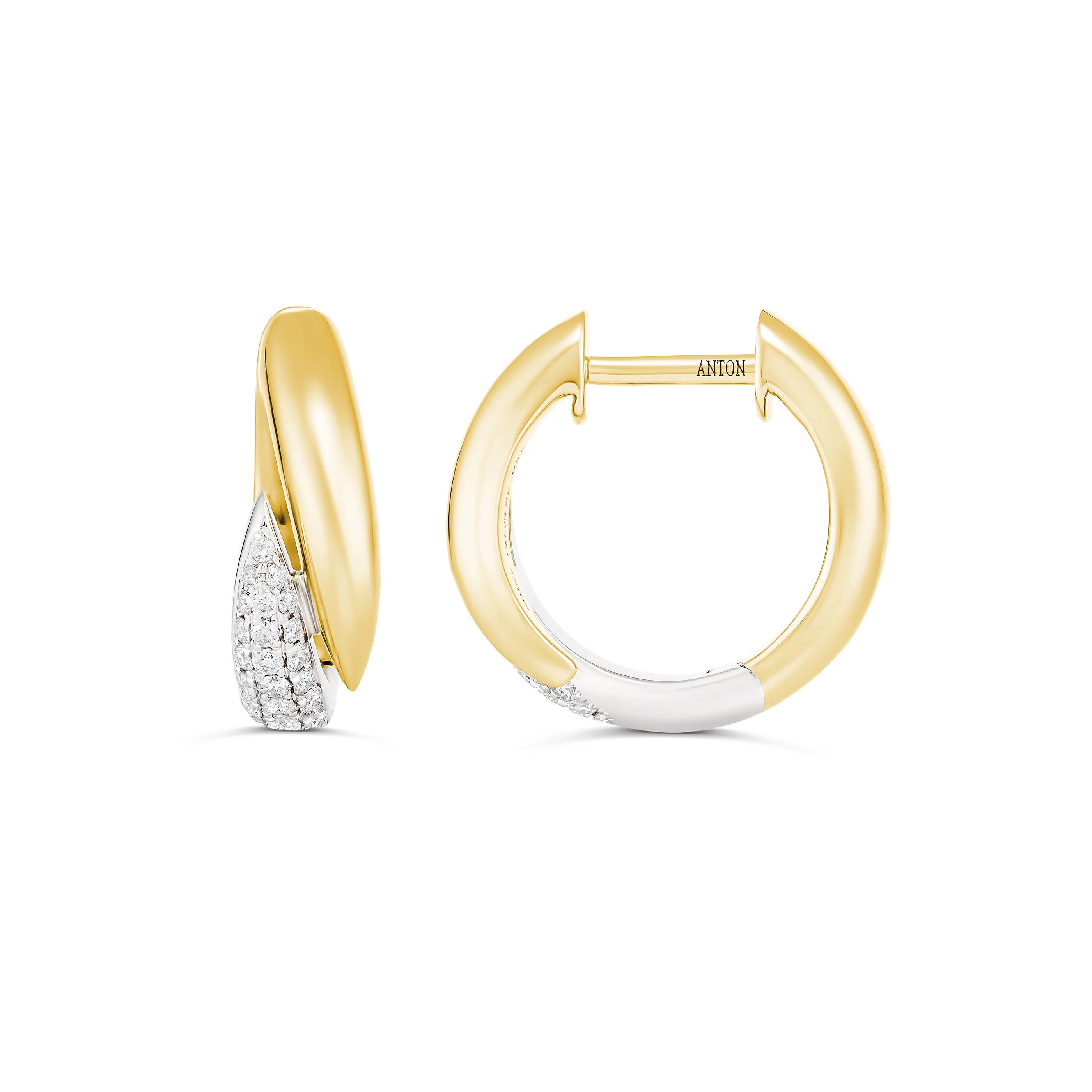 Artisan Two Tone Diamond Huggies Large - Image 5