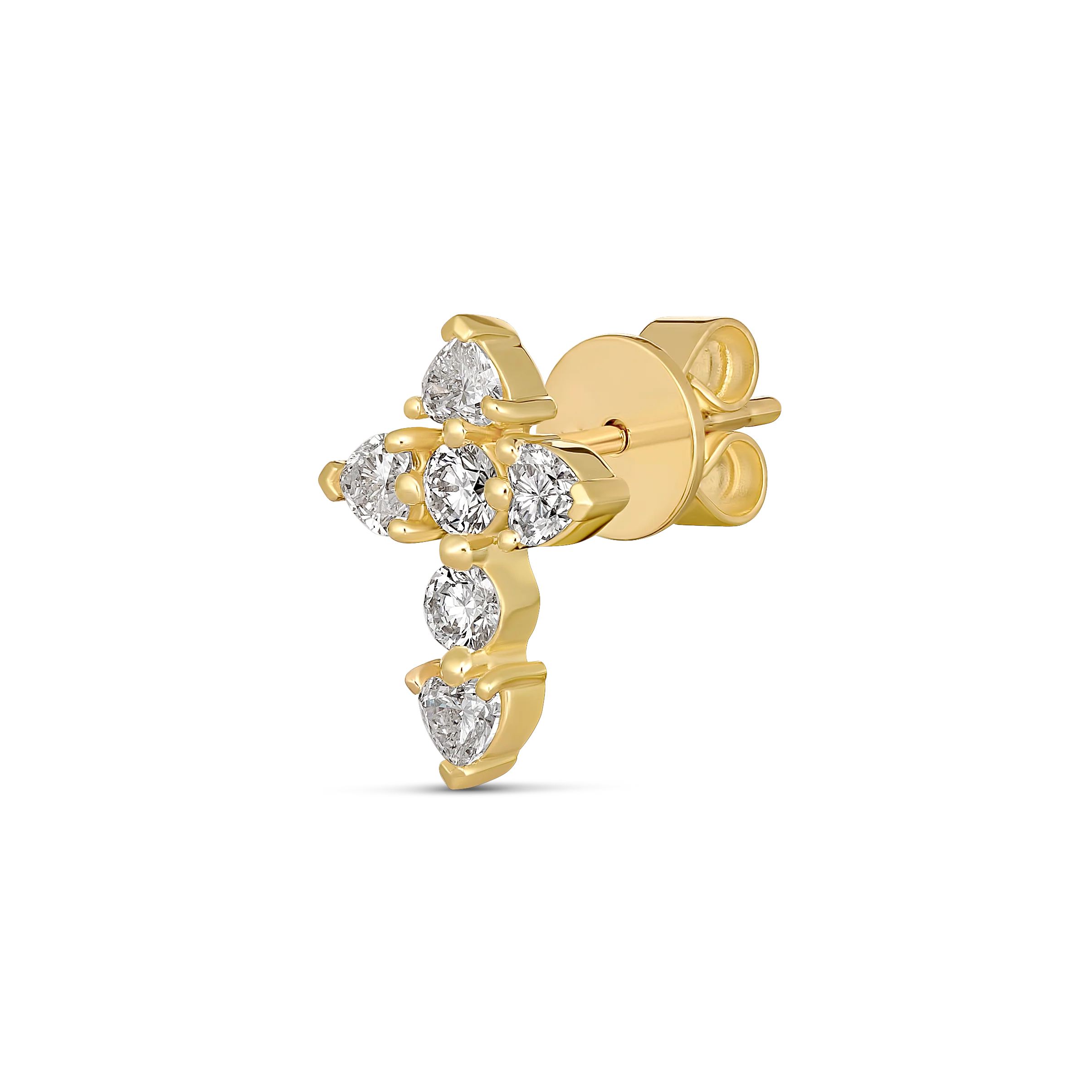 Aurora Diamond Cross Single Earring | 18K Yellow Gold - Image 3