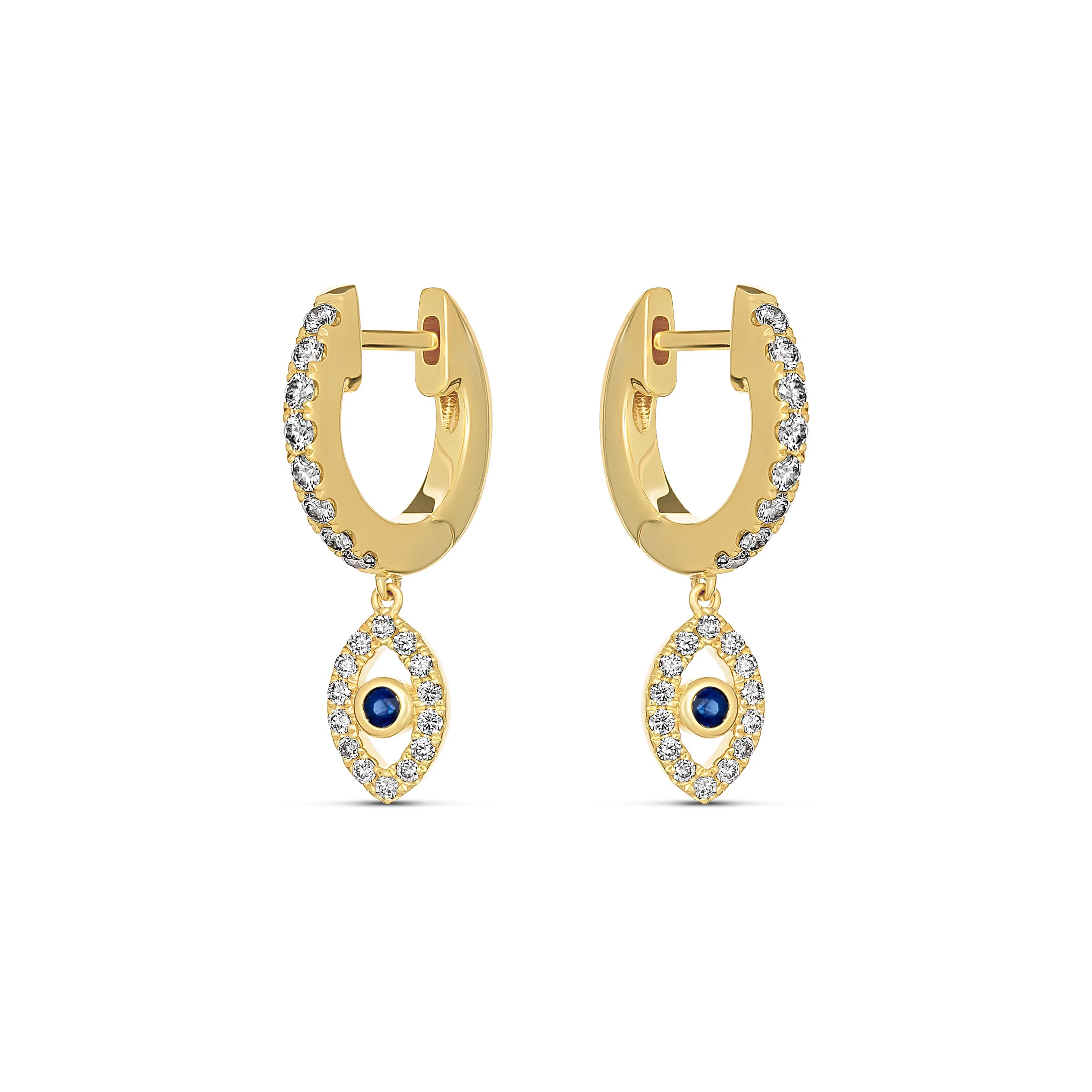 Capri Dreaming® Cora Evil Eye Diamond Drop Earrings | Yellow Gold - Image 3