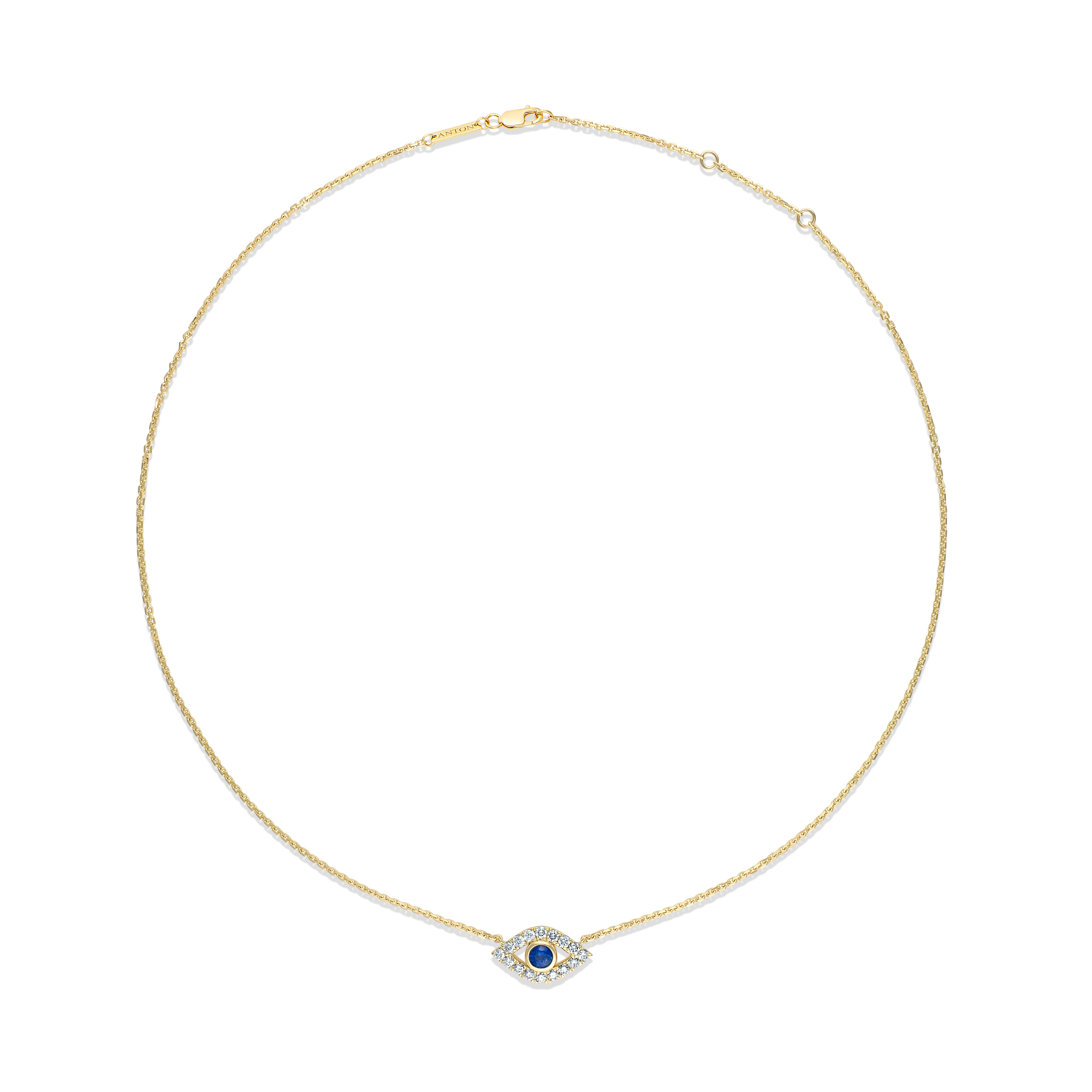 Capri Dreaming® Cora Sapphire and Diamond Evil Eye Necklace | Yellow Gold - Image 3