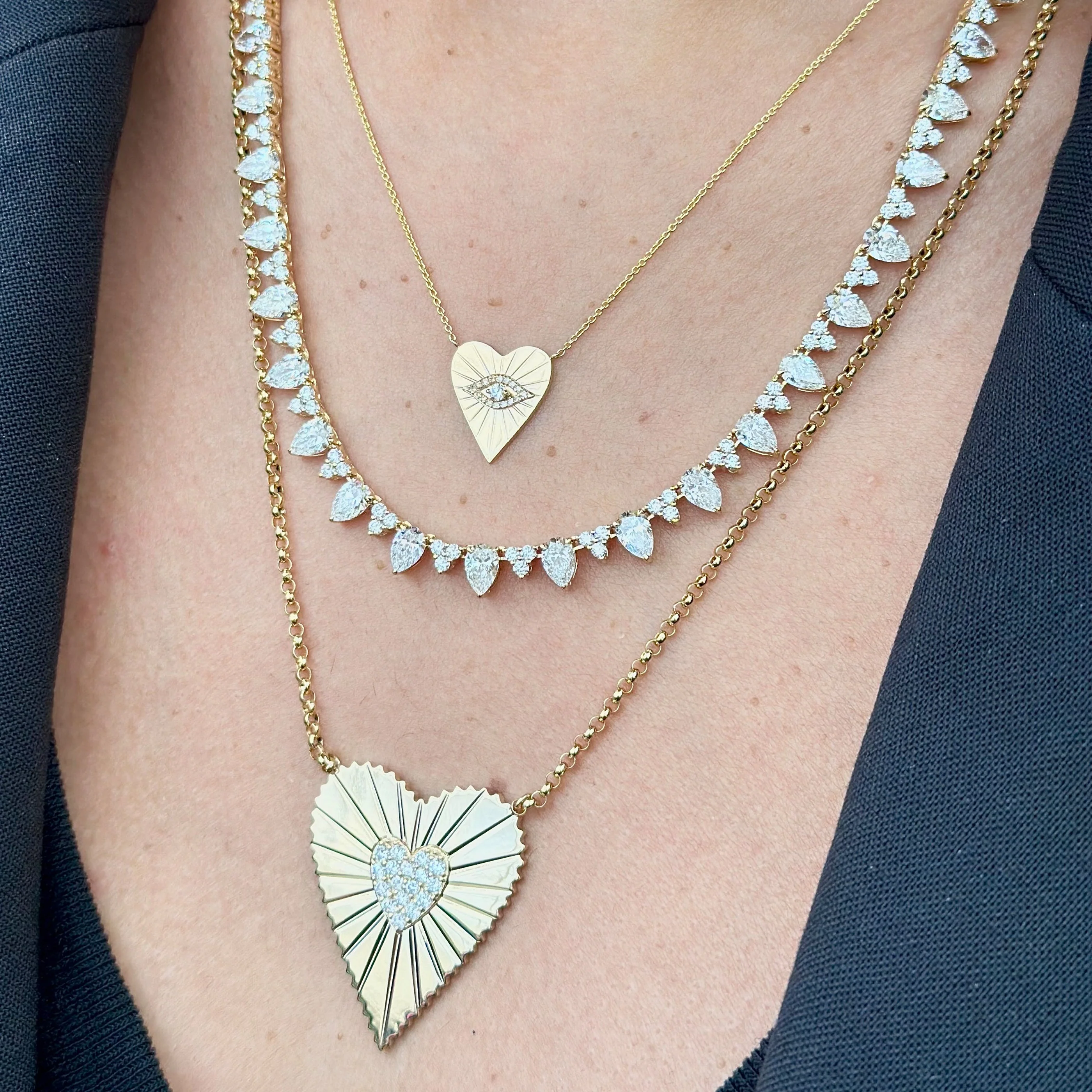 Capri Dreaming® Evil Eye Heart Shaped Diamond Pendant Necklace | 18K Yellow Gold - Image 4