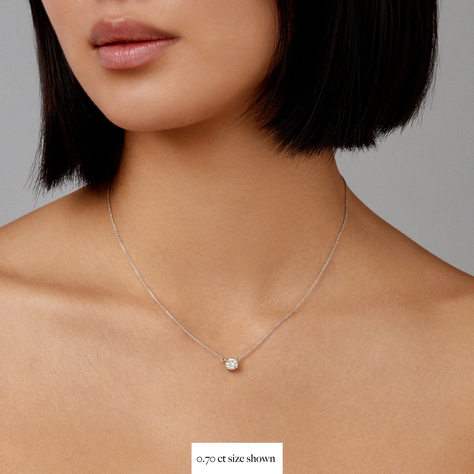 Classic 4 Claw Diamond Pendant Necklace | White Gold - Image 14