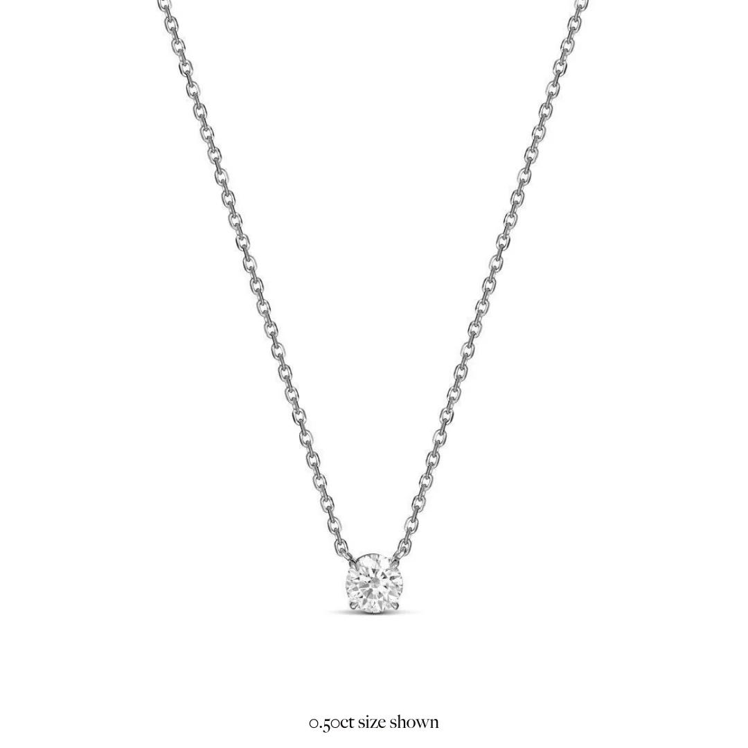 Classic 4 Claw Diamond Pendant Necklace | 18K Yellow Gold - Image 12