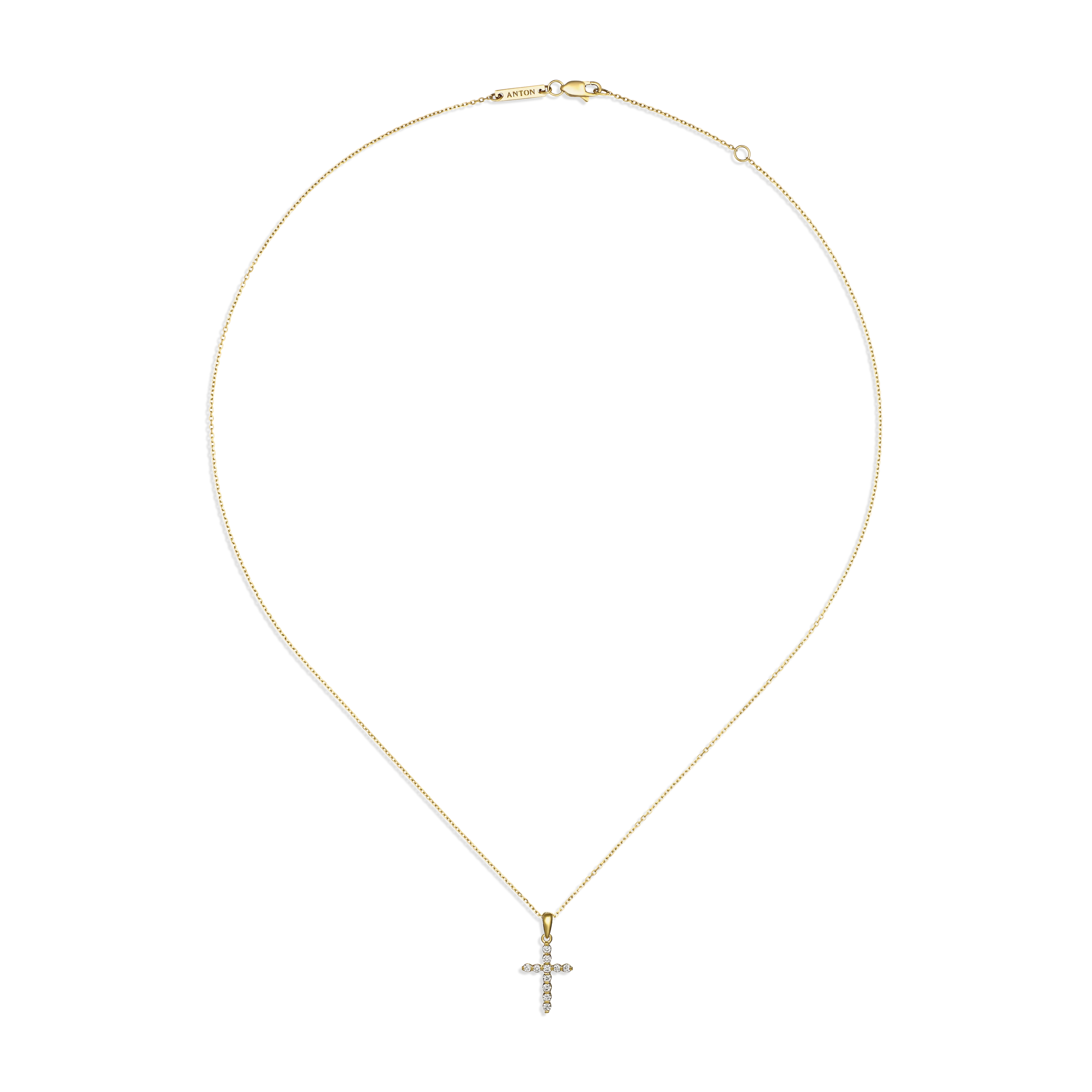 Classic Bar Set Diamond Cross | 18K Yellow Gold - Image 3