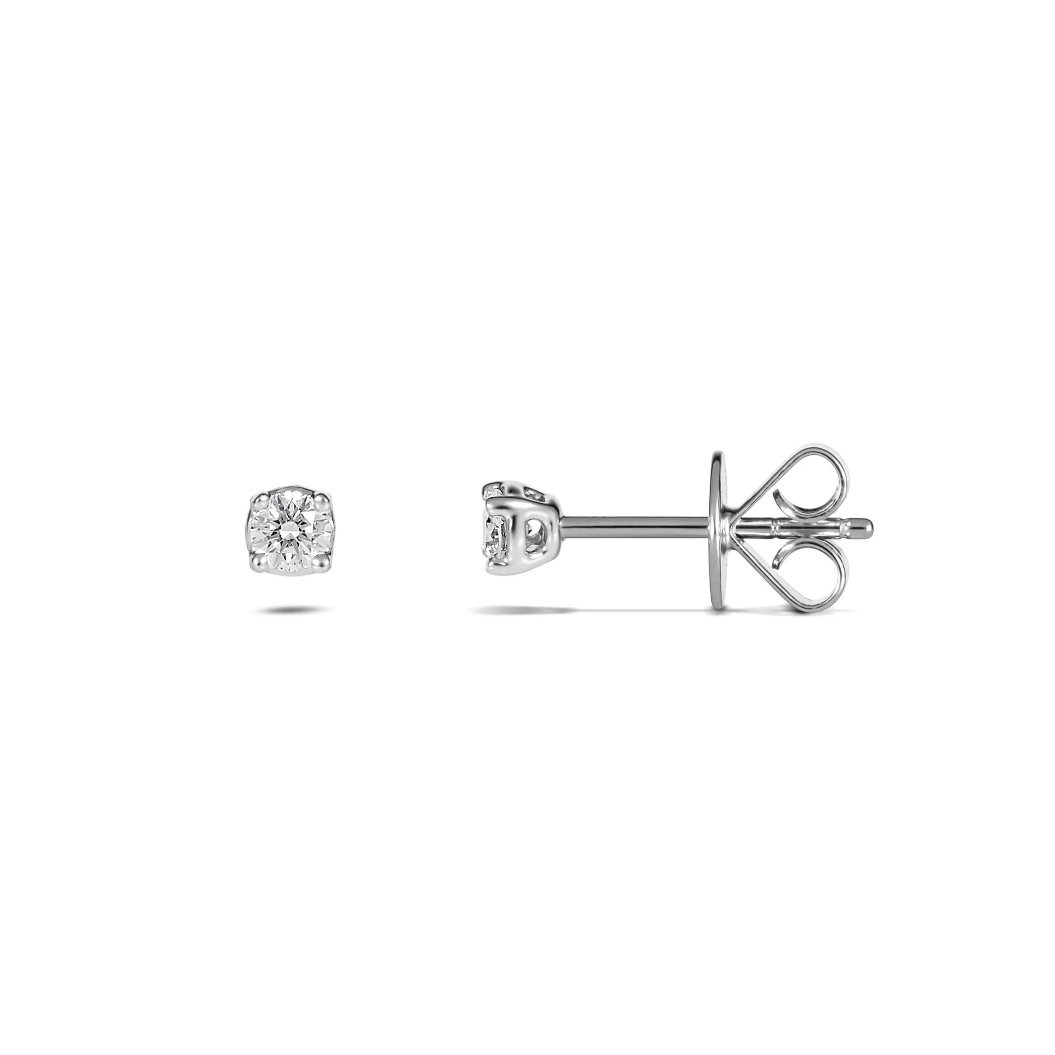 Classic Natural Diamond 4 Claw Stud Earrings | 18K White Gold - Image 3