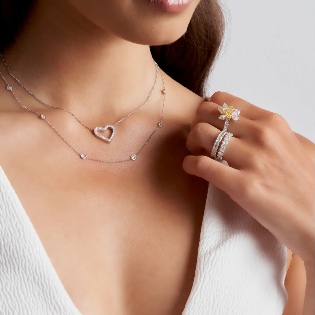 Classic Diamond Heart Necklace | White Gold - Image 6