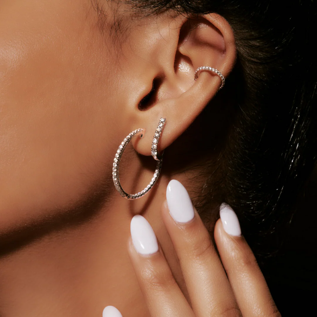 Classic Eternity Hoops | White Gold - Image 12