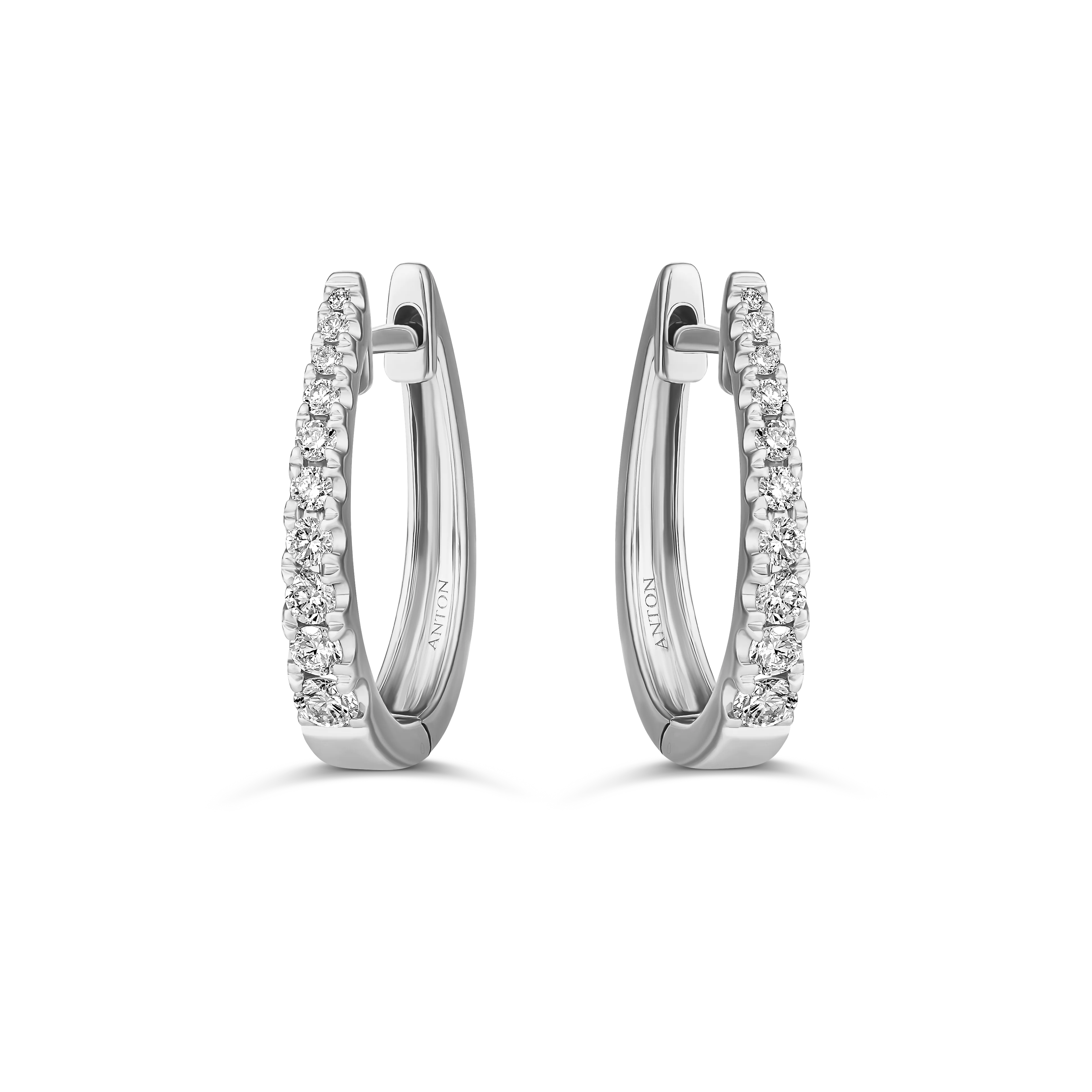 Classic Pear Shape Tapered Huggies Small 16mm | 18K White Gold - Image 3