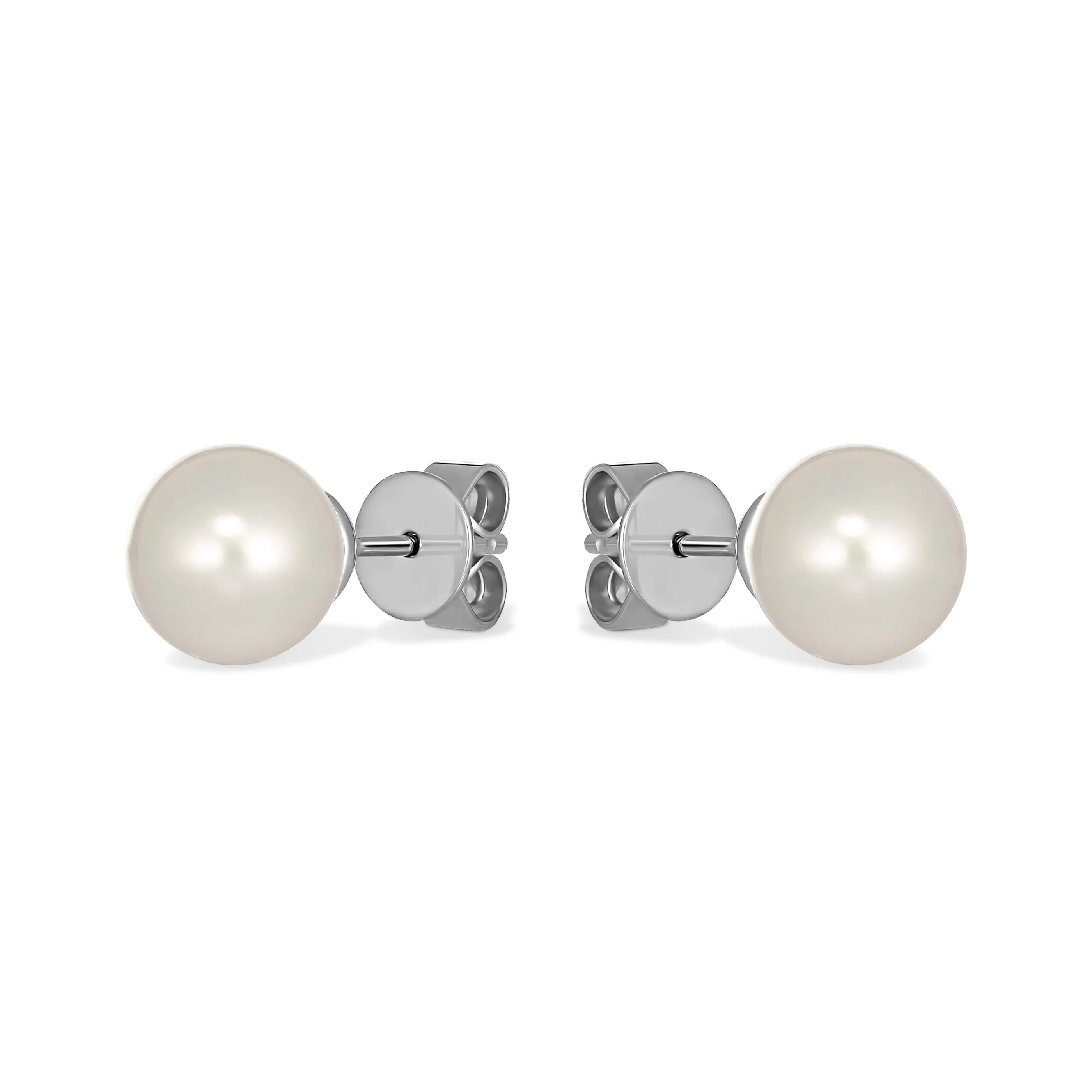 Classic Pearl Stud Earrings - Image 3