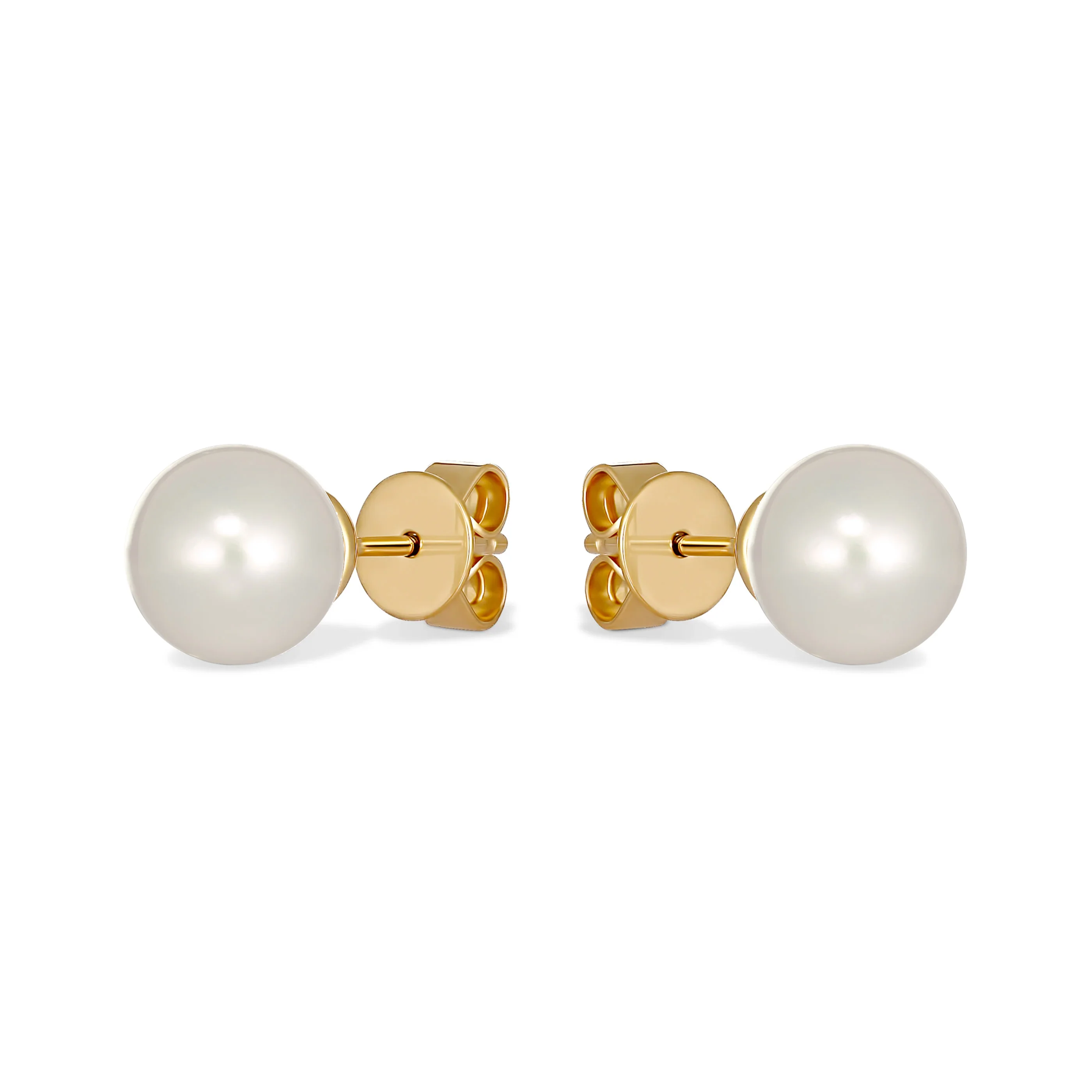 Classic Pearl Stud Earrings | Yellow Gold - Image 3