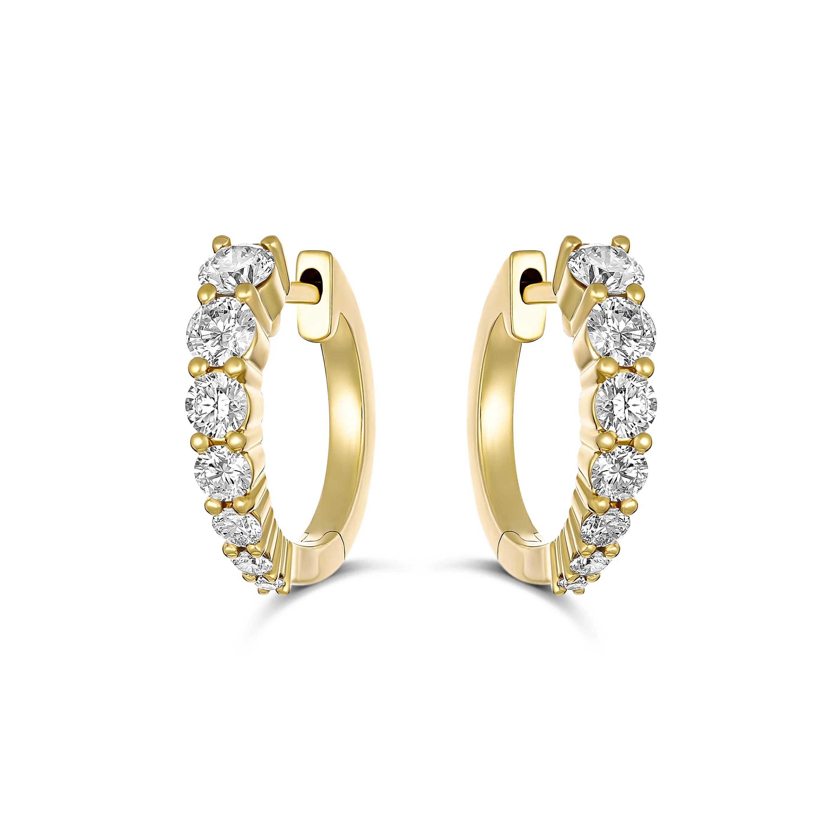 Classic Tapered Mini Huggies Large | 18K Yellow Gold - Image 2