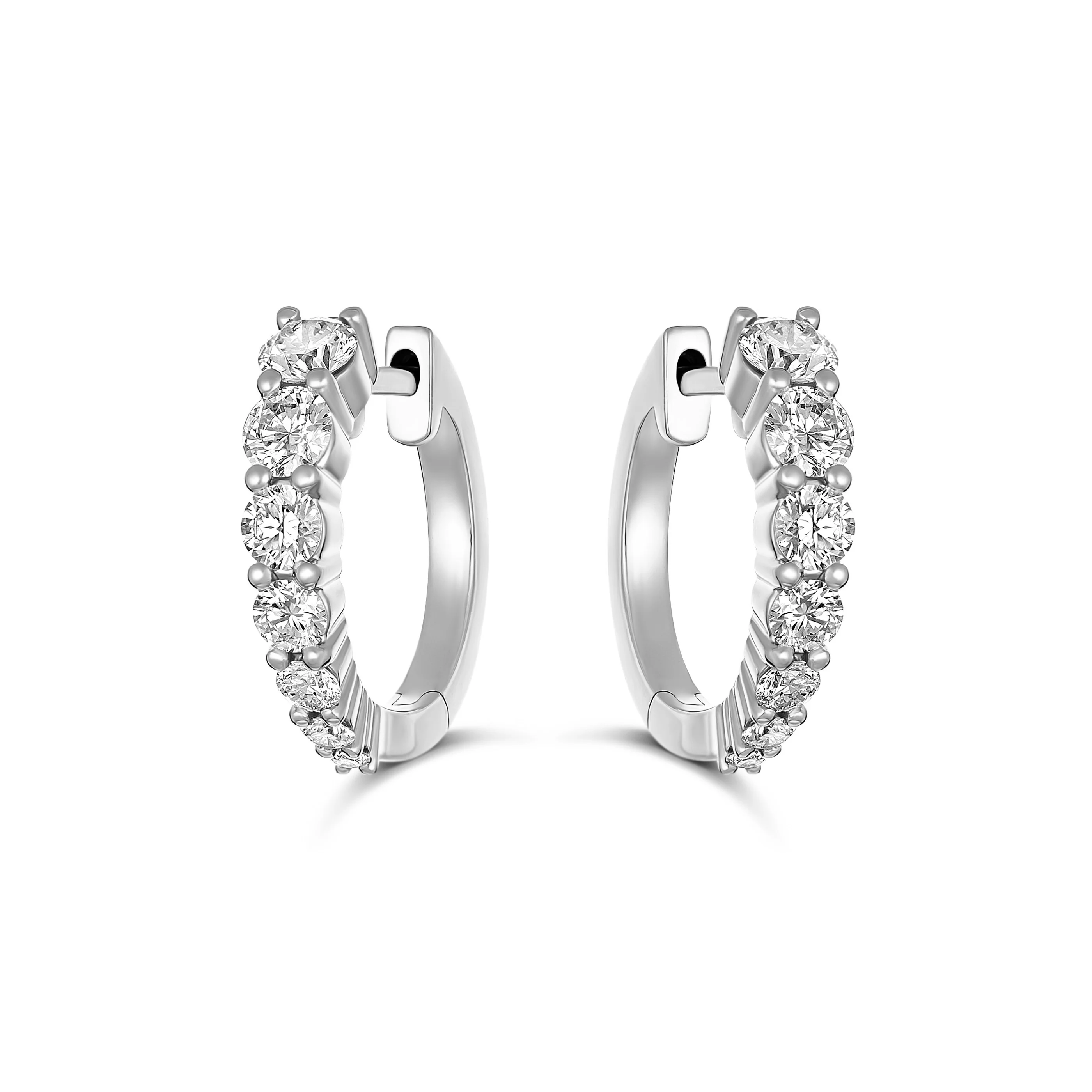 Classic Tapered Mini Huggies Large | 18K White Gold - Image 2