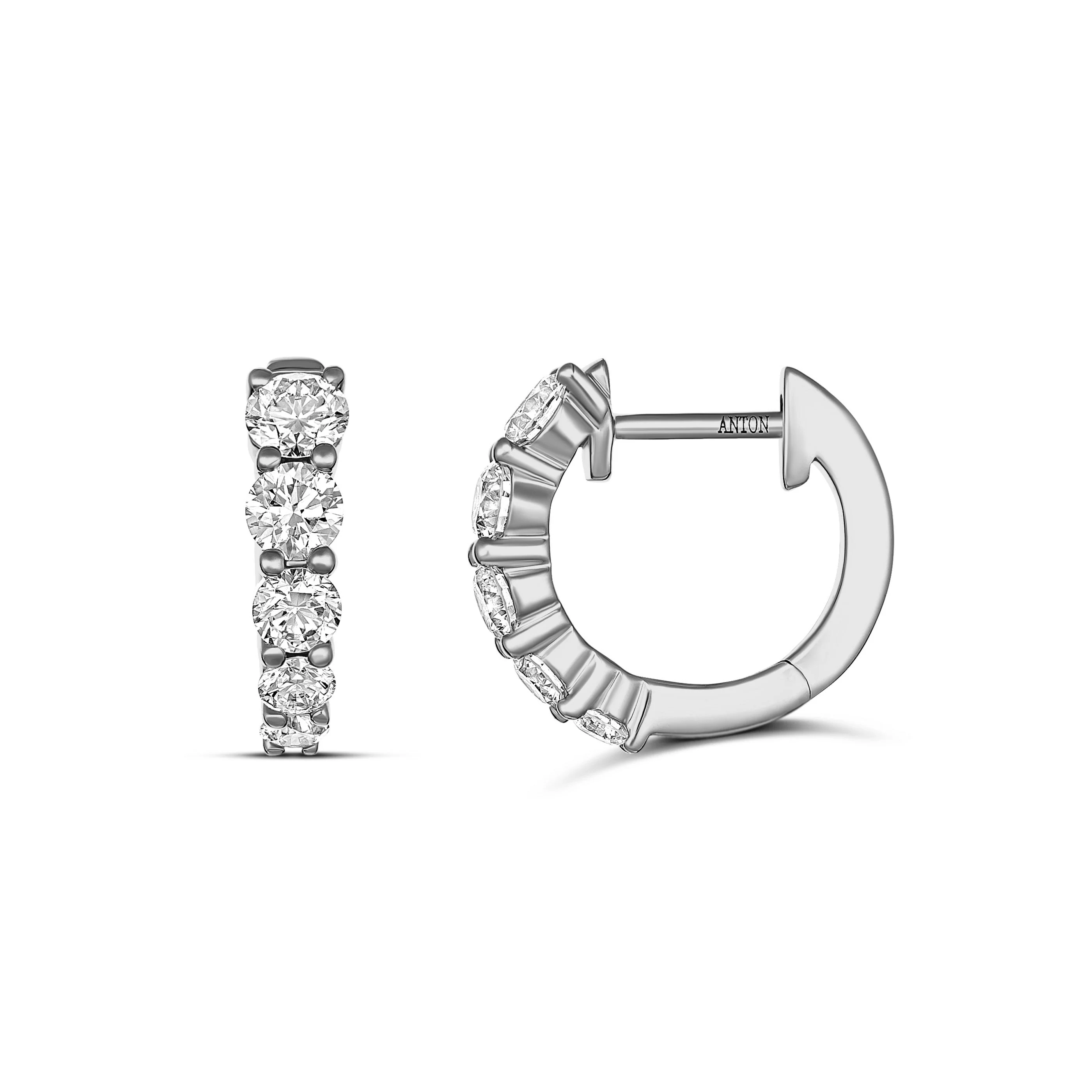Classic Tapered Mini Huggies Small | 18K White Gold - Image 3