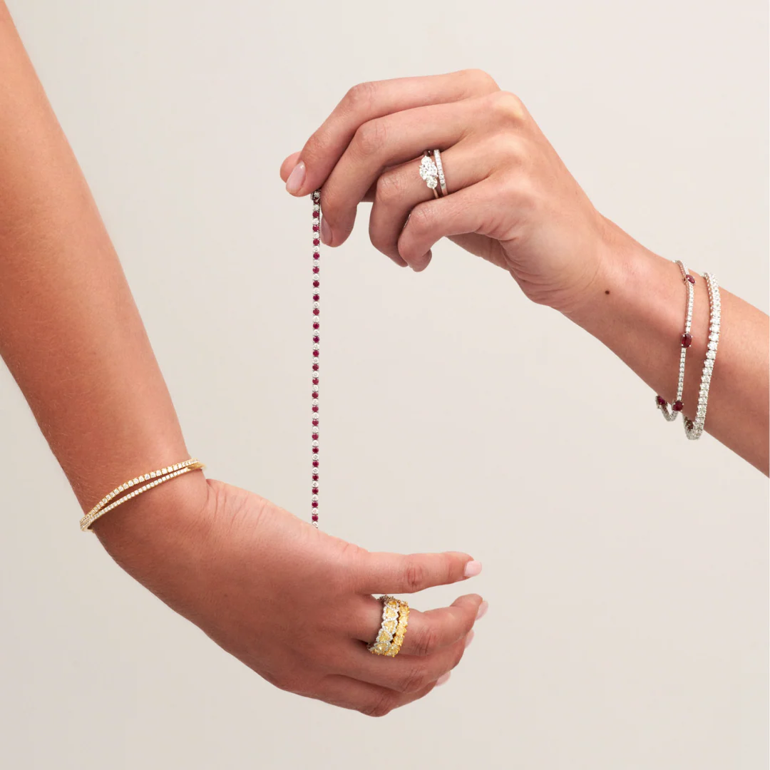 Classic Tennis Bracelet with Ruby Gemstones | White Gold - Image 3