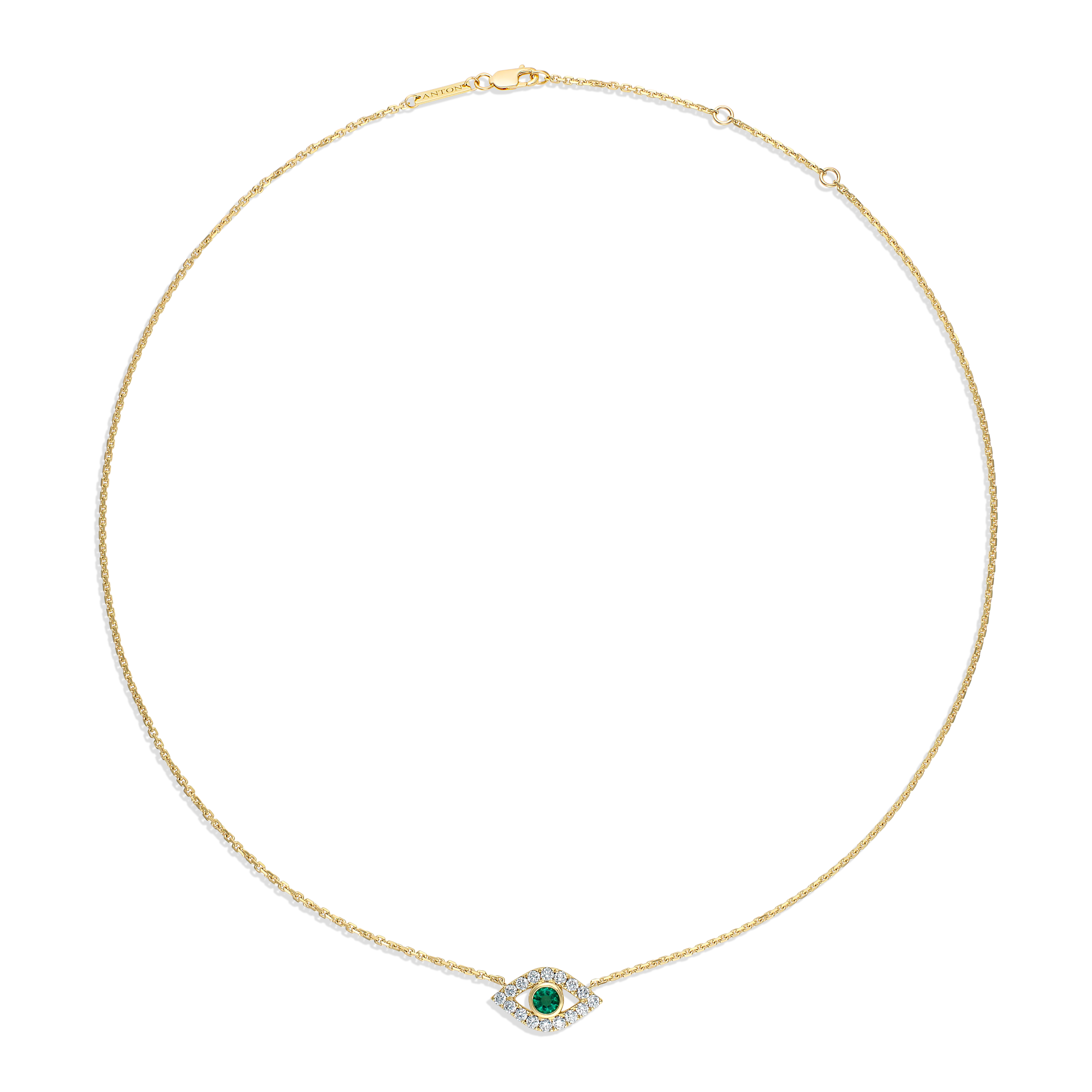 Capri Dreaming® Cora Emerald and Diamond Evil Eye Necklace | 18K Yellow Gold - Image 3