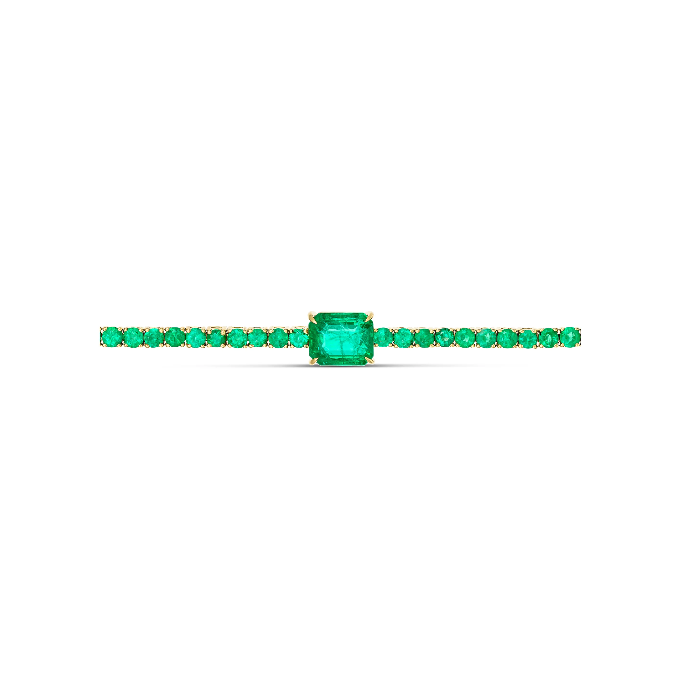 Classic Natural Emerald Gemstone Tennis Bracelet | 18K Yellow Gold - Image 2