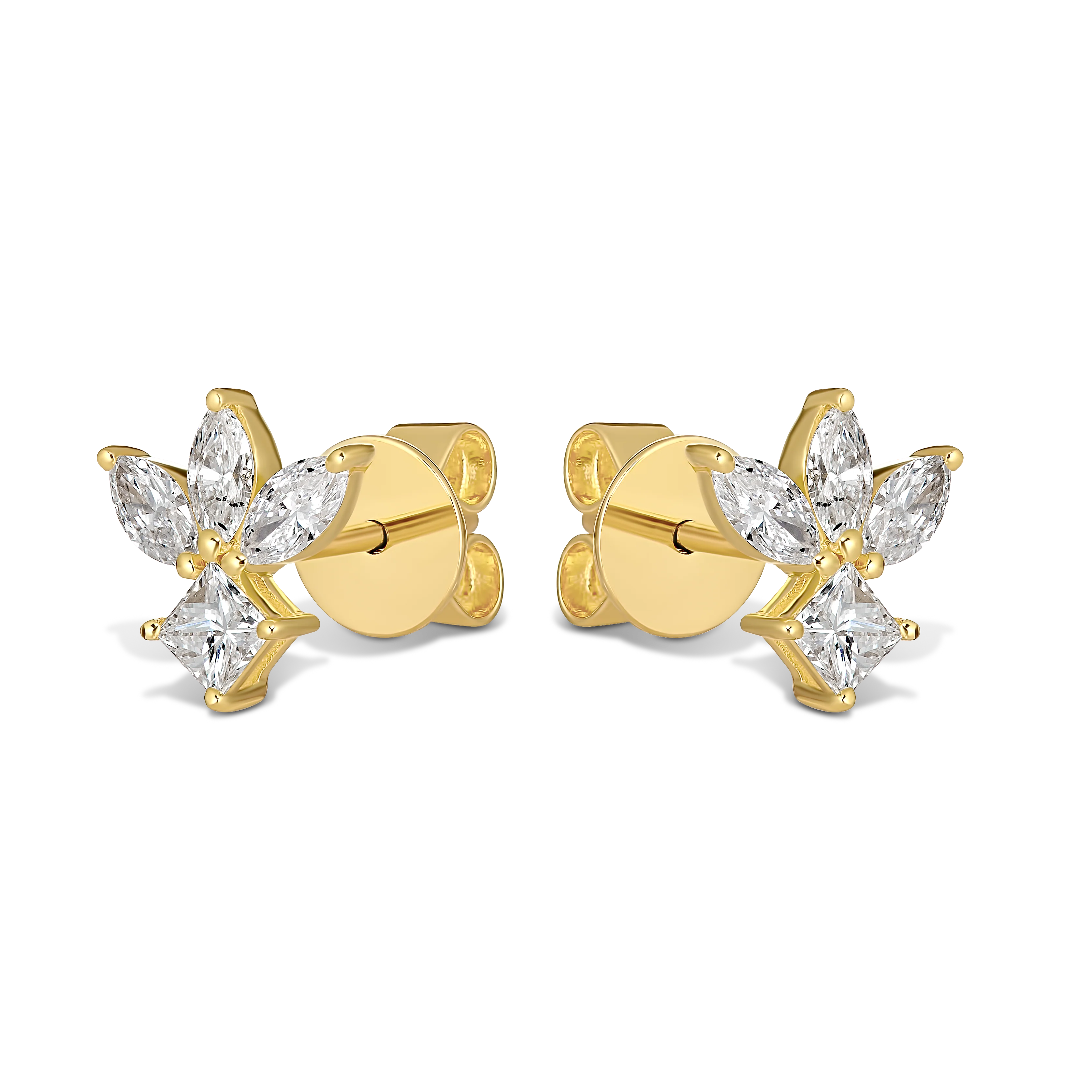 Riviera Fleur Diamond Stud Earrings | 18K Yellow Gold - Image 3