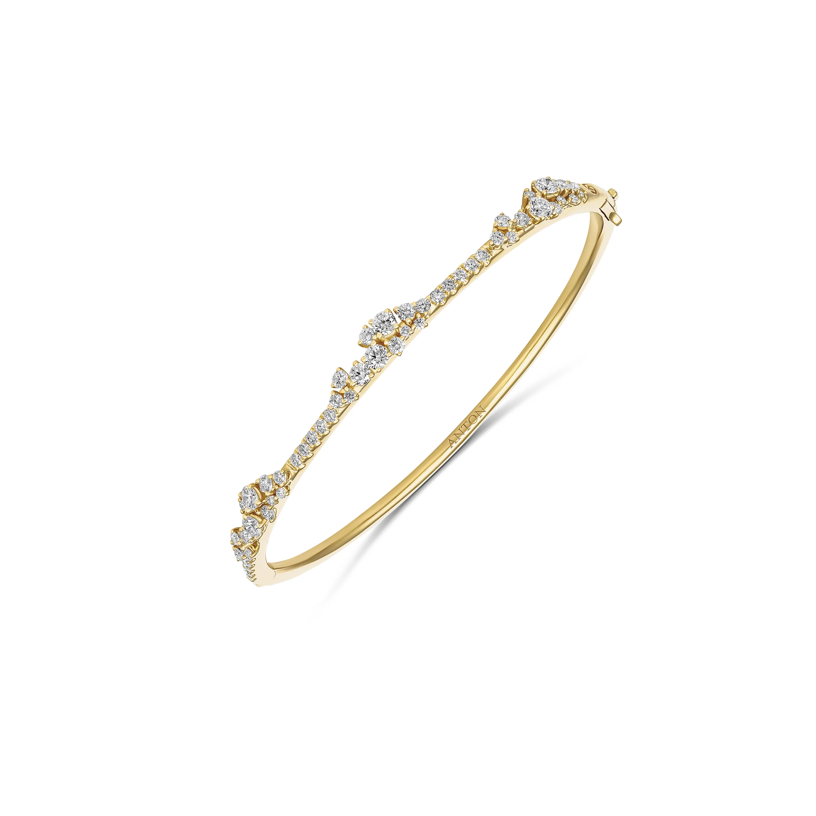 Galaxy Atlas Half Diamond Cluster Bangle | 18K Yellow Gold - Image 3