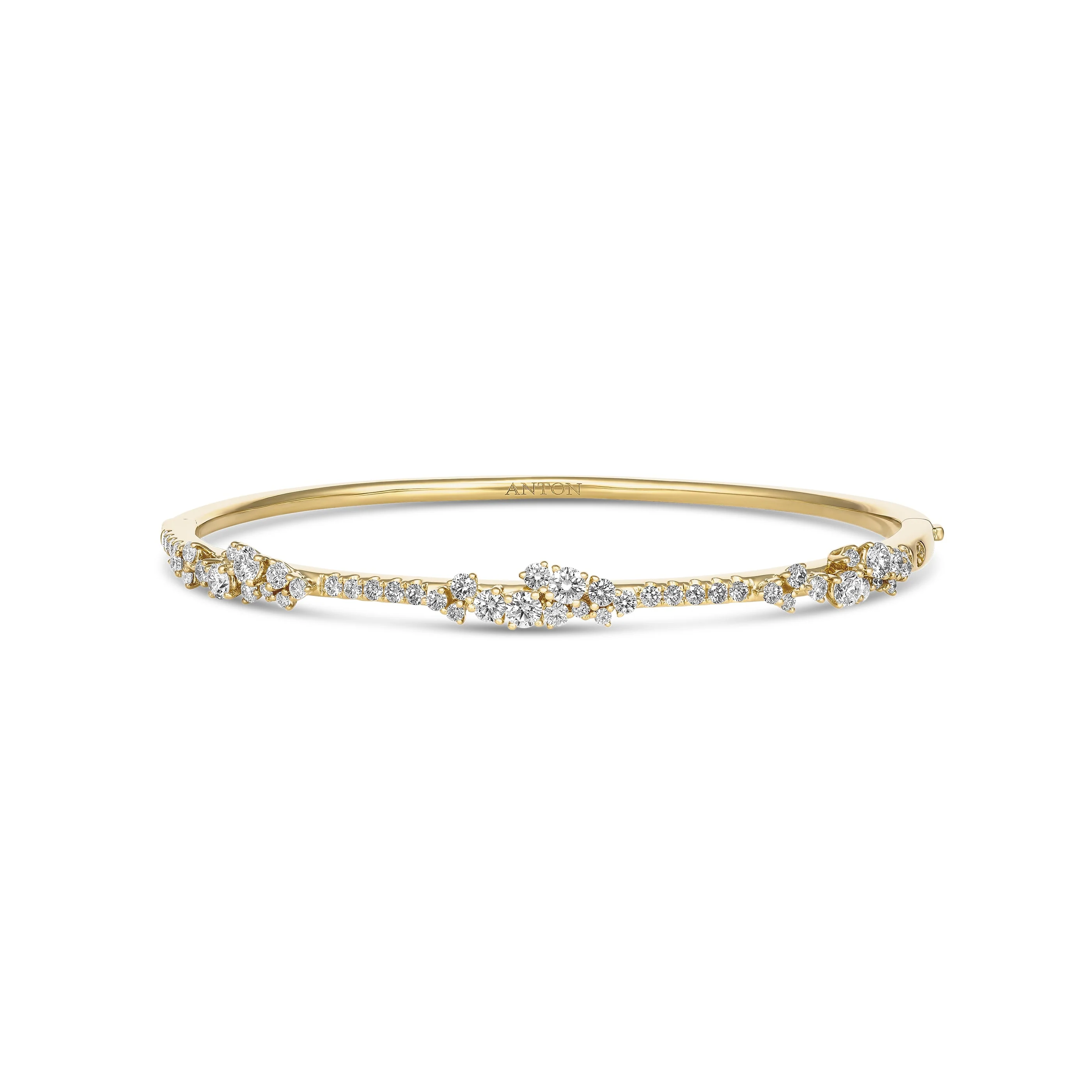 Galaxy Atlas Half Diamond Cluster Bangle | 18K Yellow Gold - Image 4