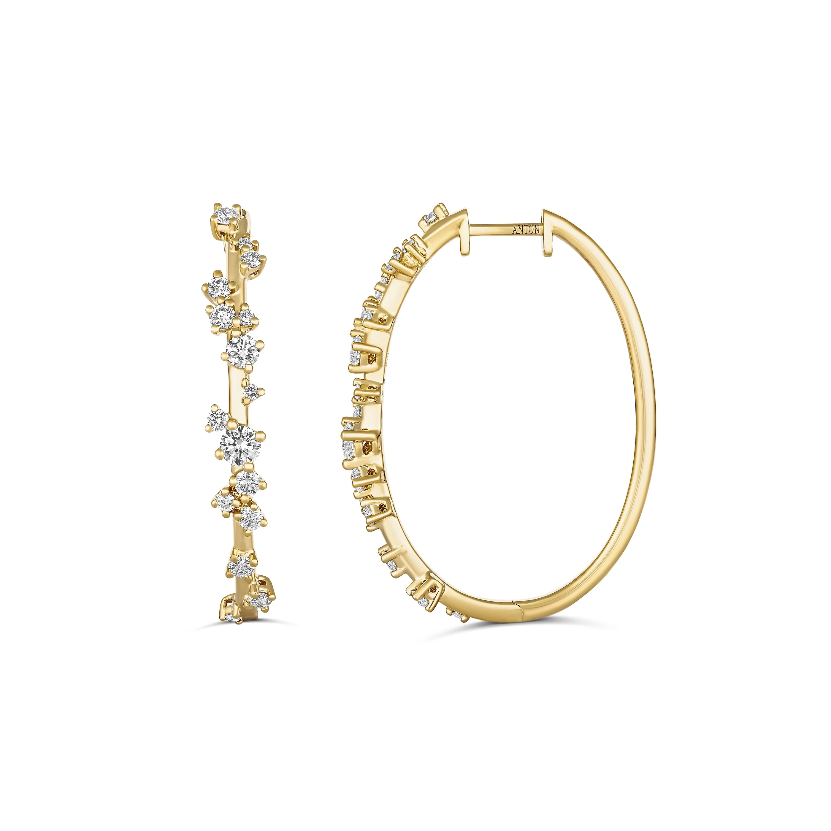 Galaxy Atlas Oval Diamond Earrings | 18K Yellow Gold - Image 3