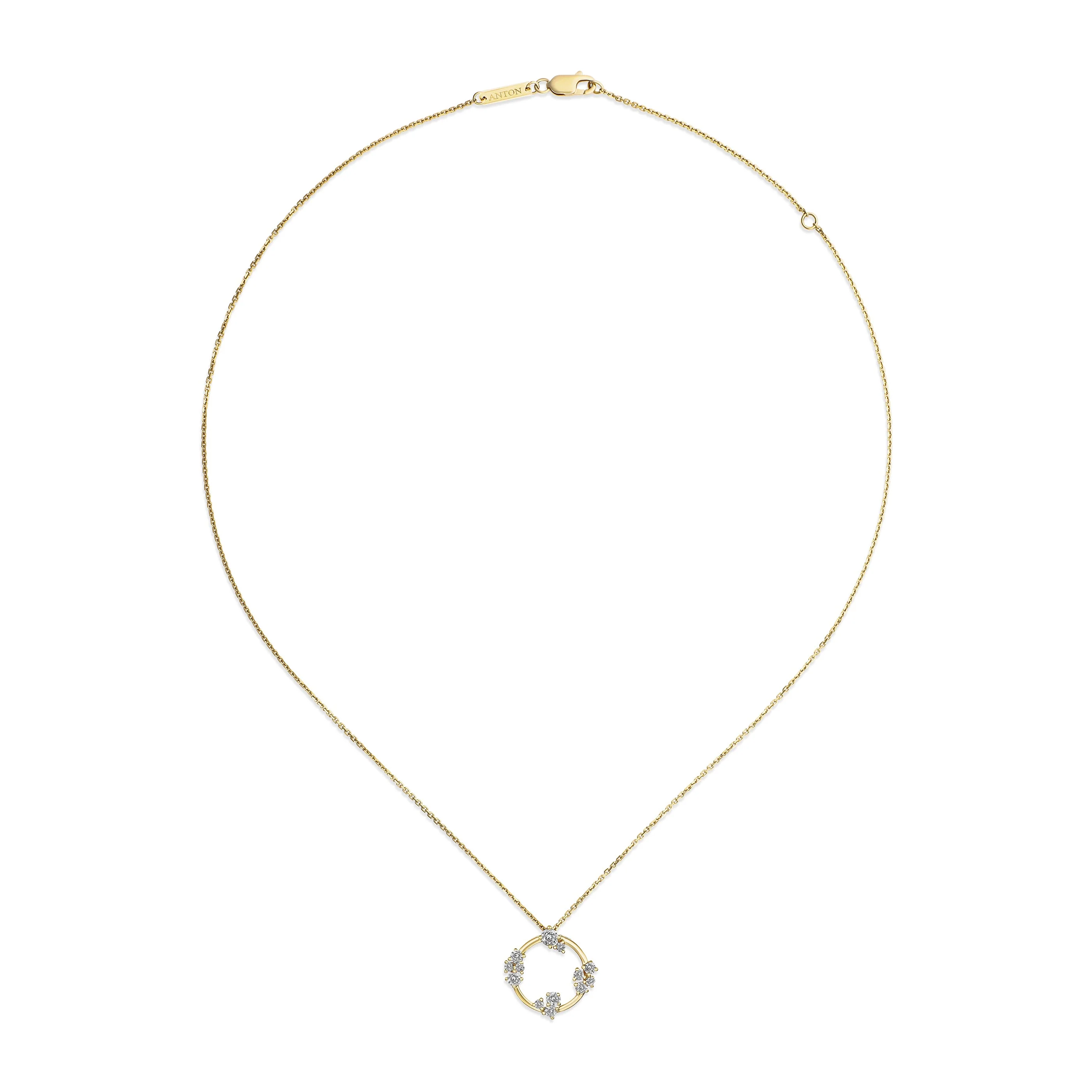Galaxy Atlas Round Brilliant Cut Diamond Pendant Necklace | 18K Yellow Gold - Image 4