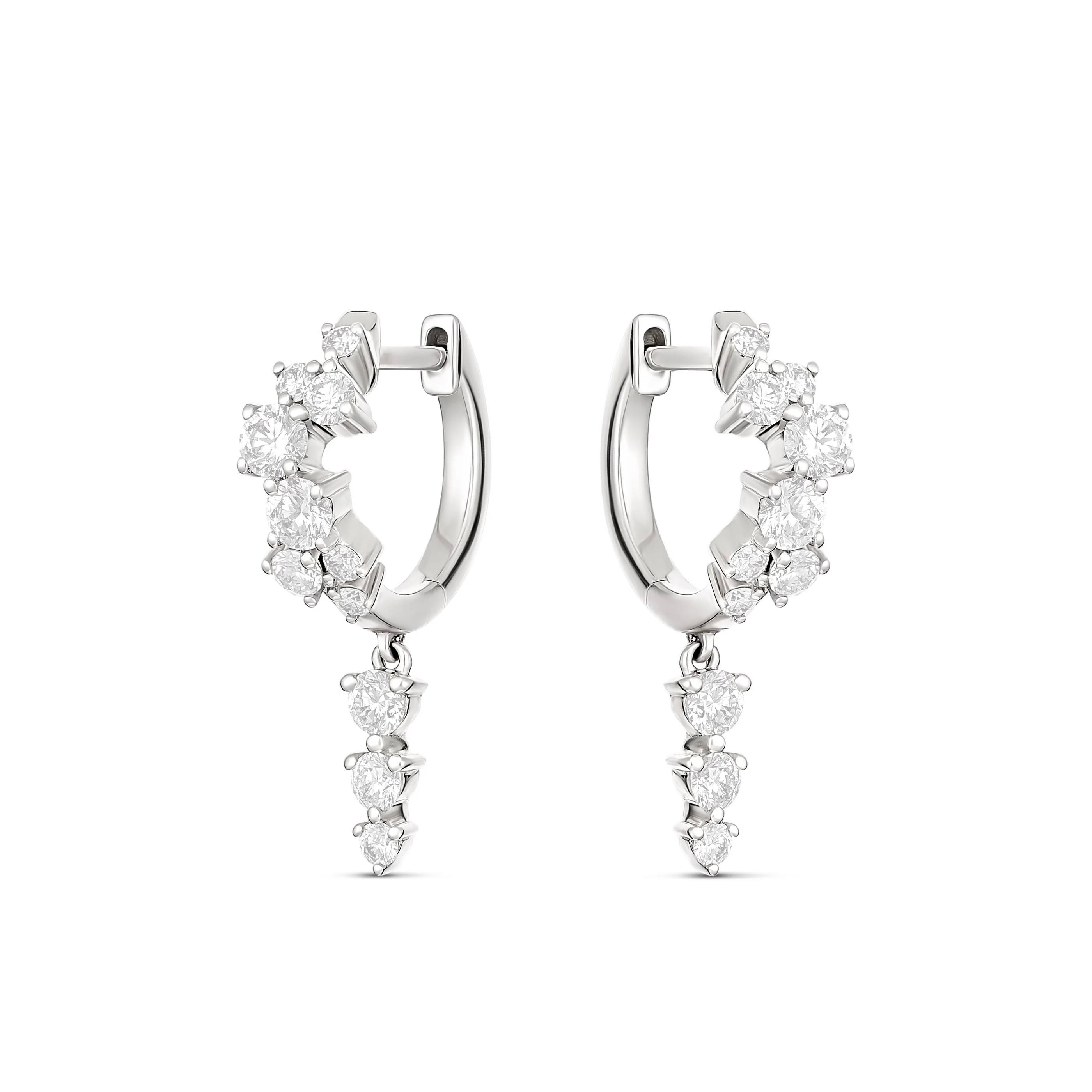 Galaxy Long Drop Diamond Huggies | 18K Yellow Gold - Image 7