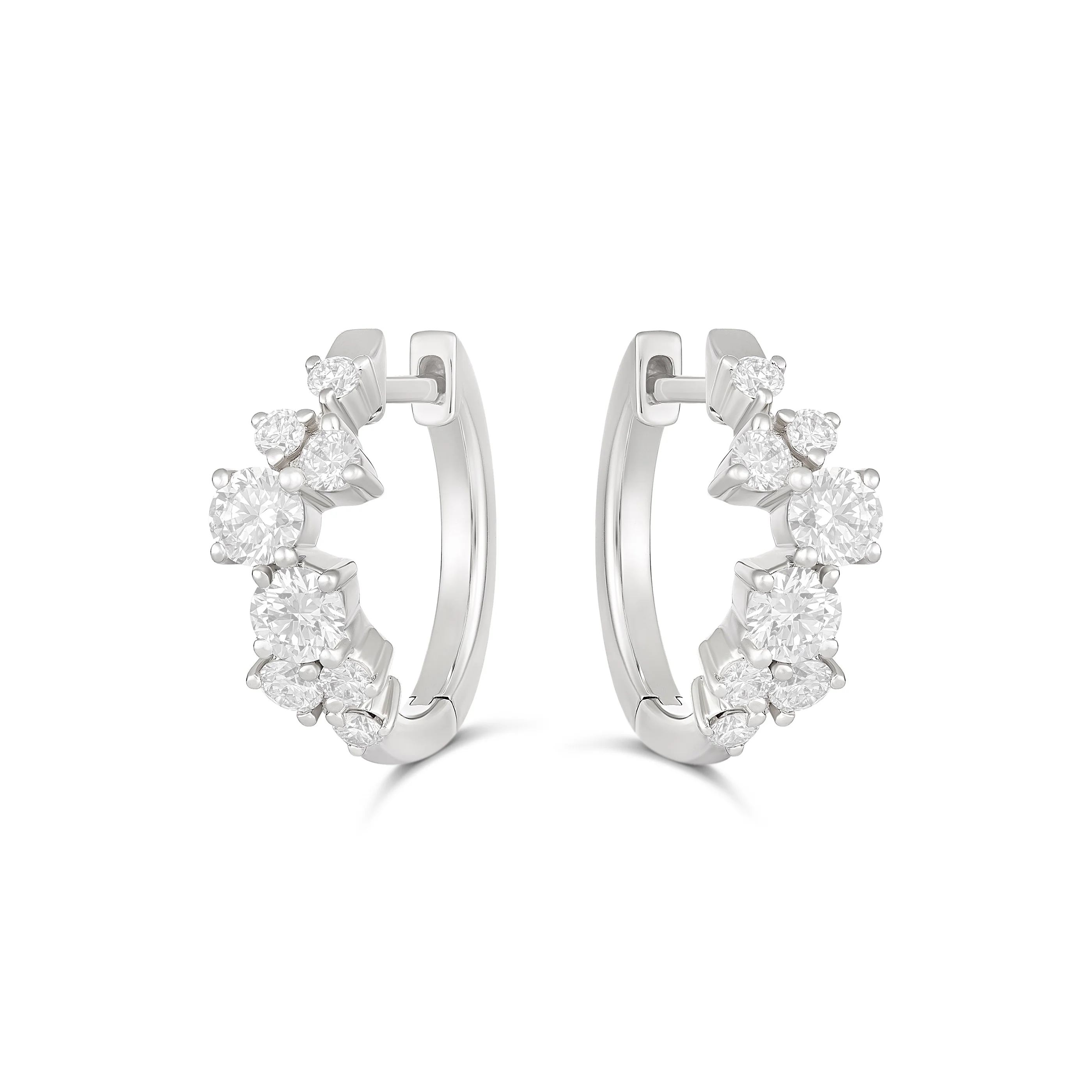 Galaxy Medium Diamond Huggies | 18K White Gold - Image 4