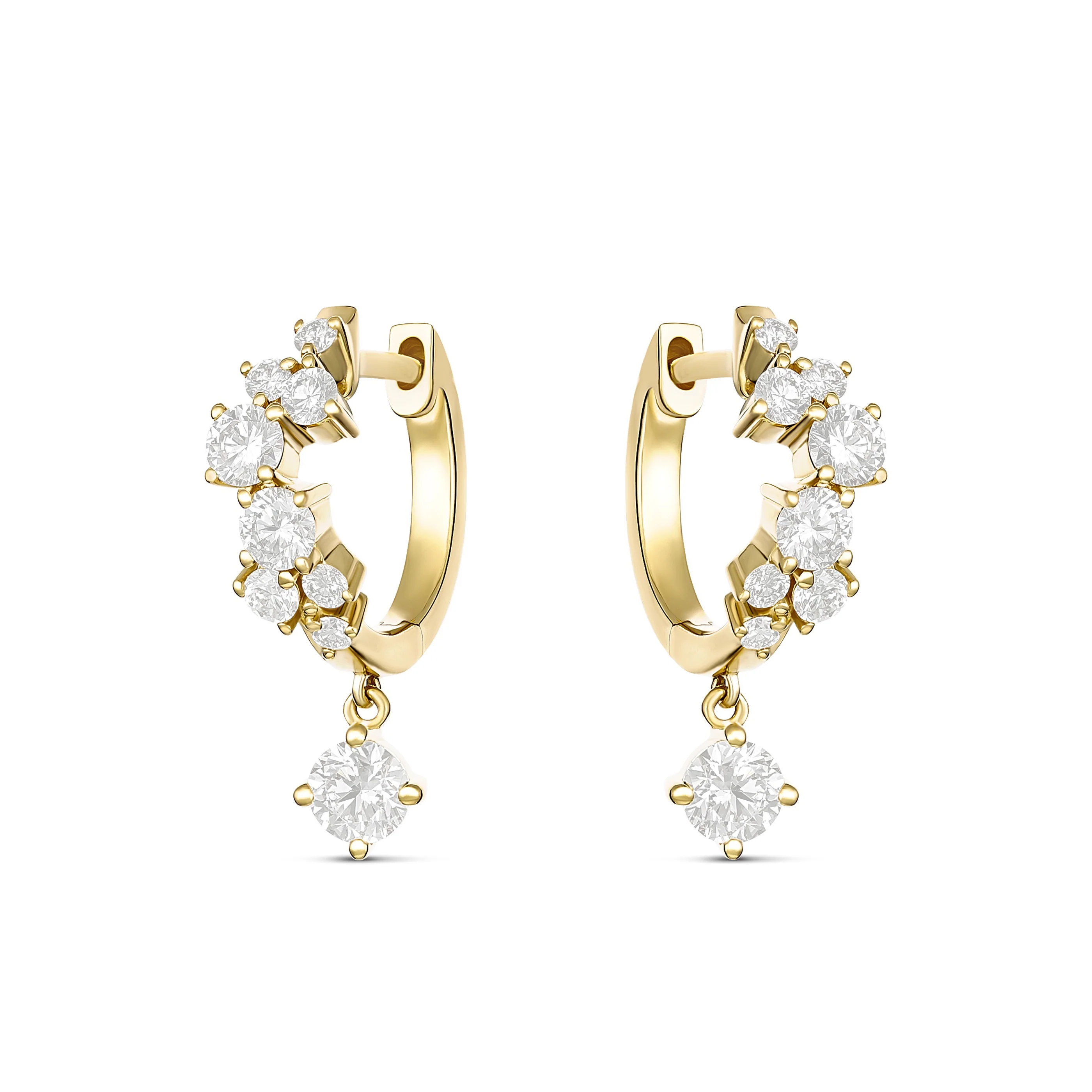 Galaxy Round Drop Diamond Huggies | 18K White Gold - Image 6