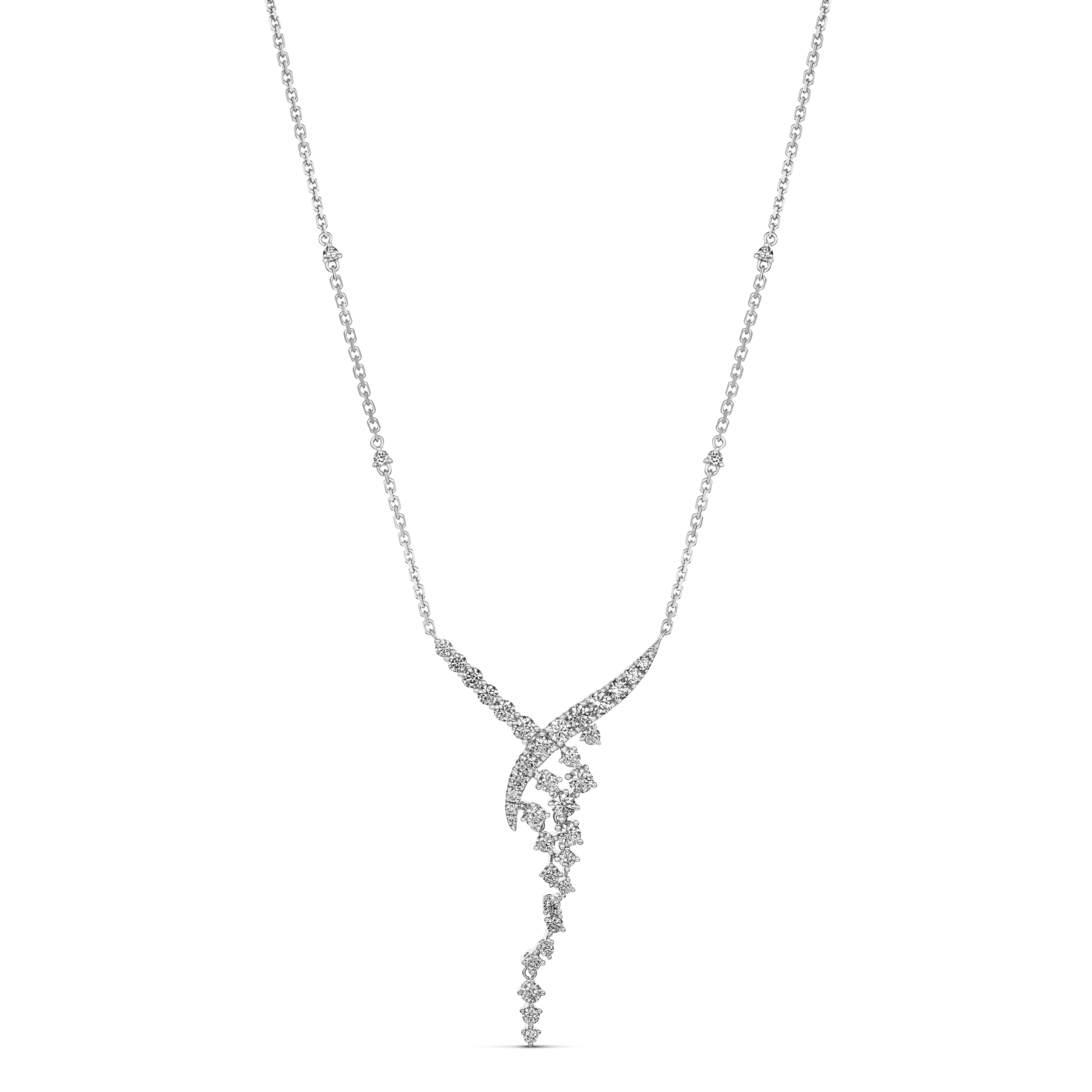 Galaxy Cosmic Diamond Drop Pendant Necklace | 18k White Gold