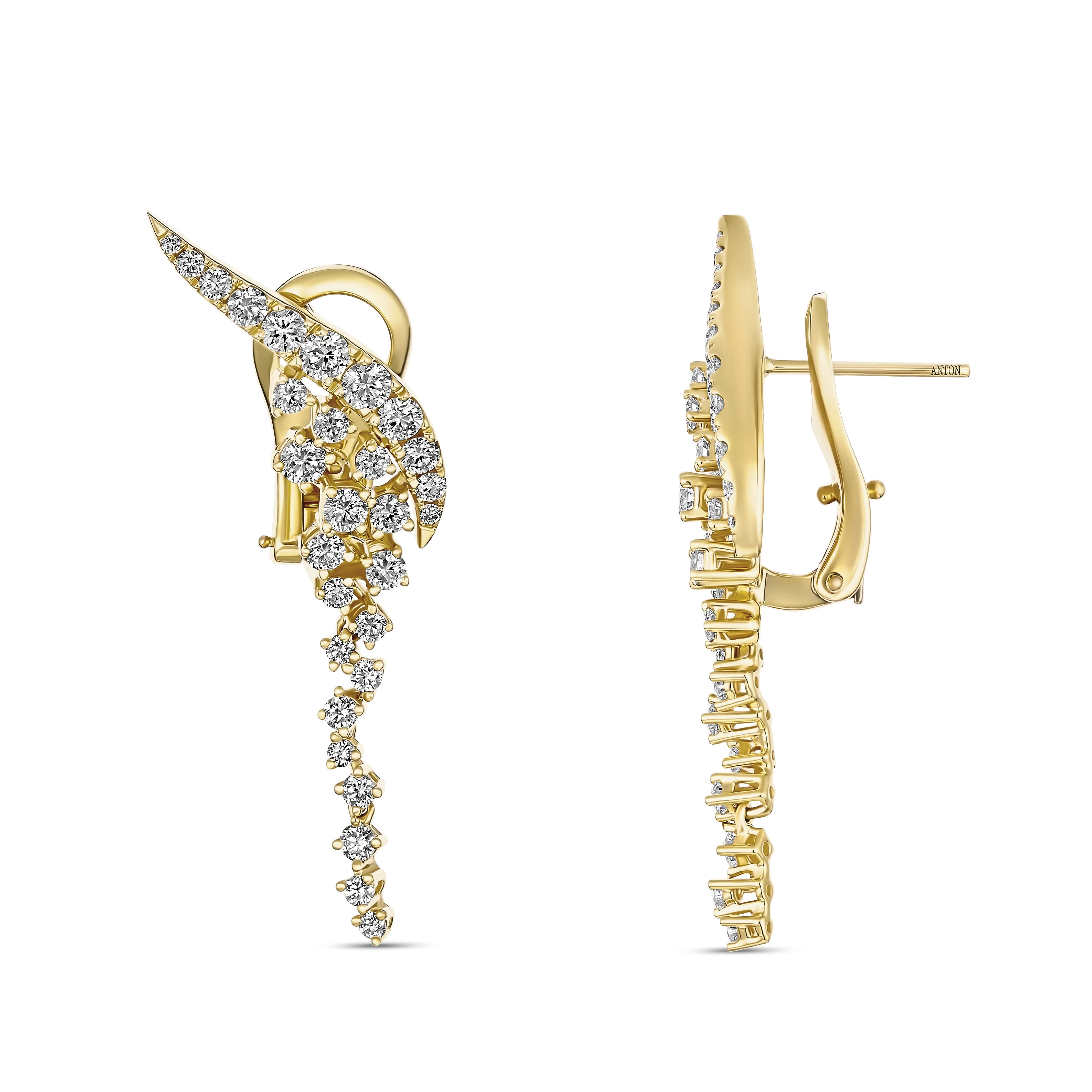 Galaxy Cosmic Natural Diamond Drop Earrings | 18K Yellow Gold
