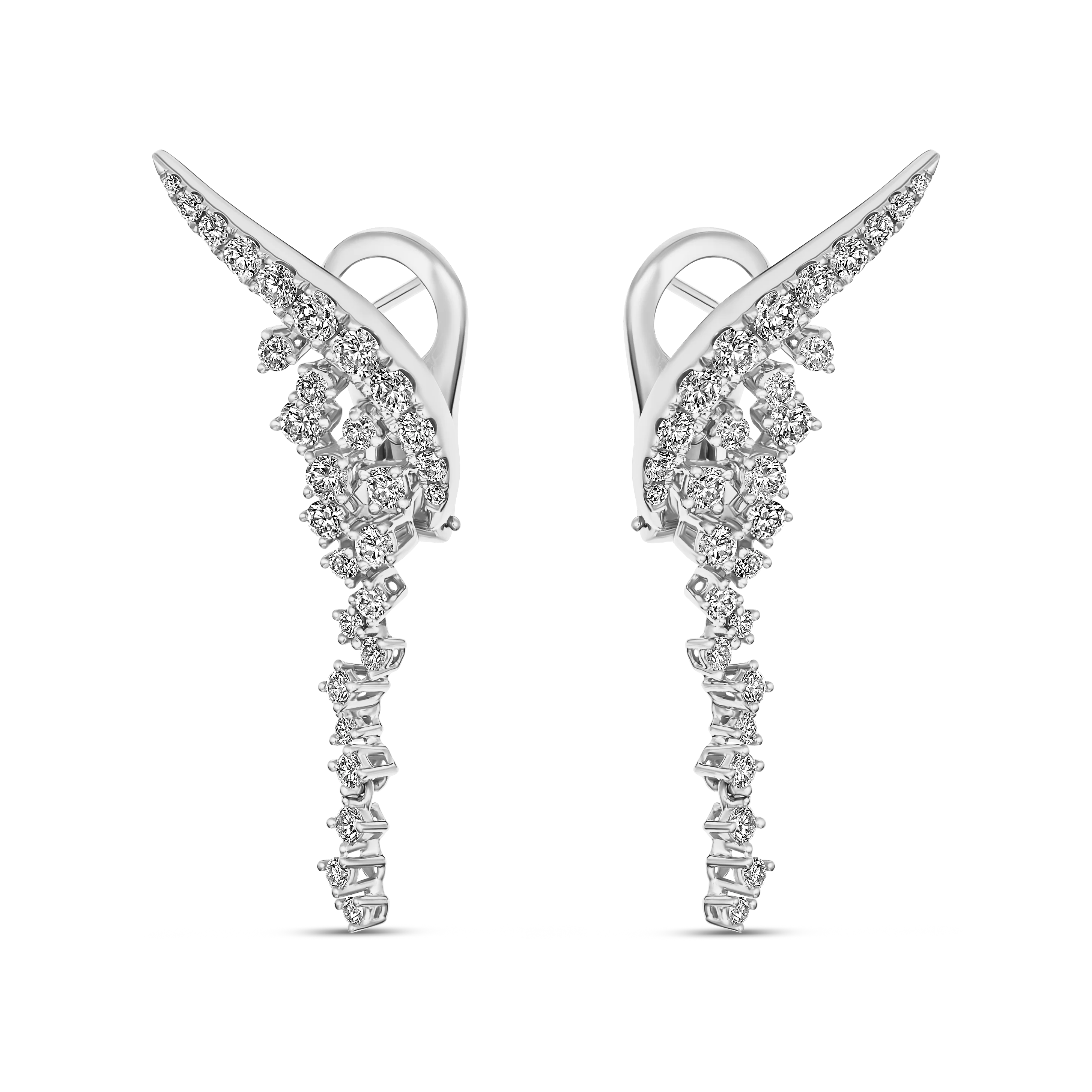 Galaxy Cosmic Natural Diamond Drop Earrings | 18K White Gold - Image 2