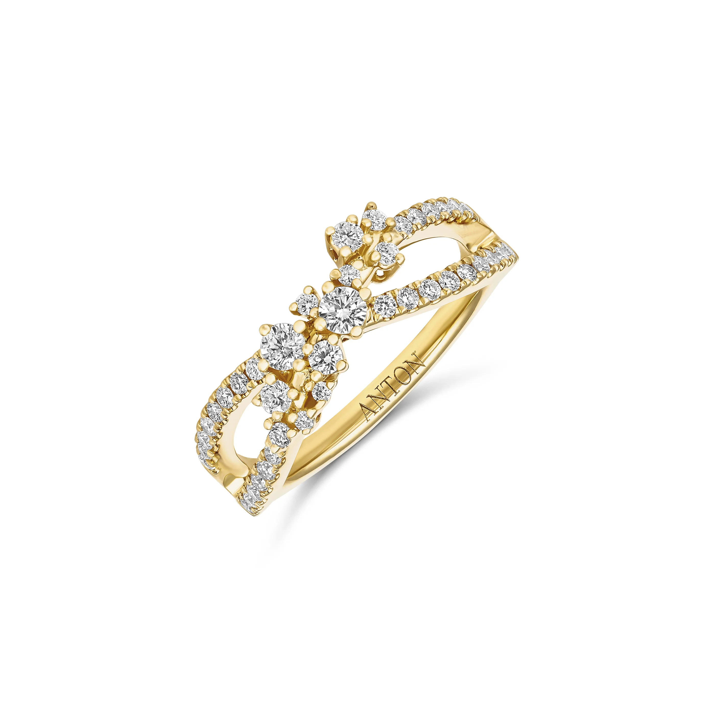 Galaxy Infinity Wave Round Brilliant Cut Diamond Ring | 18K Yellow Gold - Image 2
