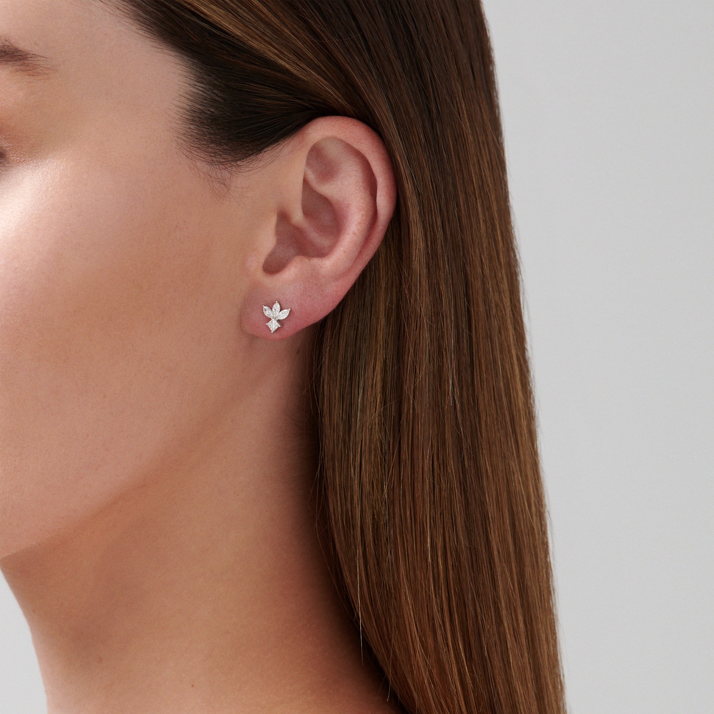 Riviera Fleur Diamond Stud Earrings | 18K White Gold - Image 2
