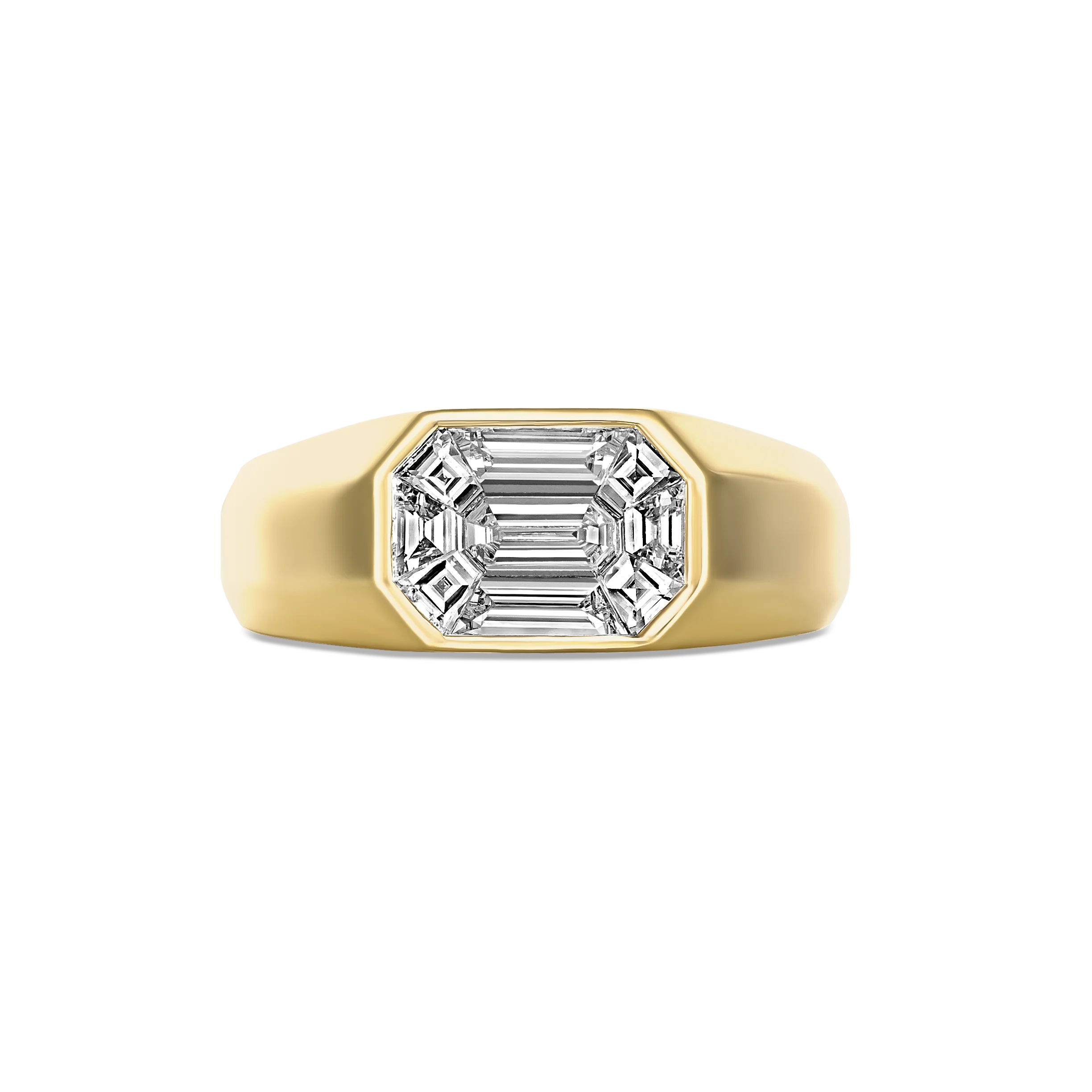 Illusion East-West Emerald Cut Illusion Signet Ring | 18k Yellow Gold - Image 4