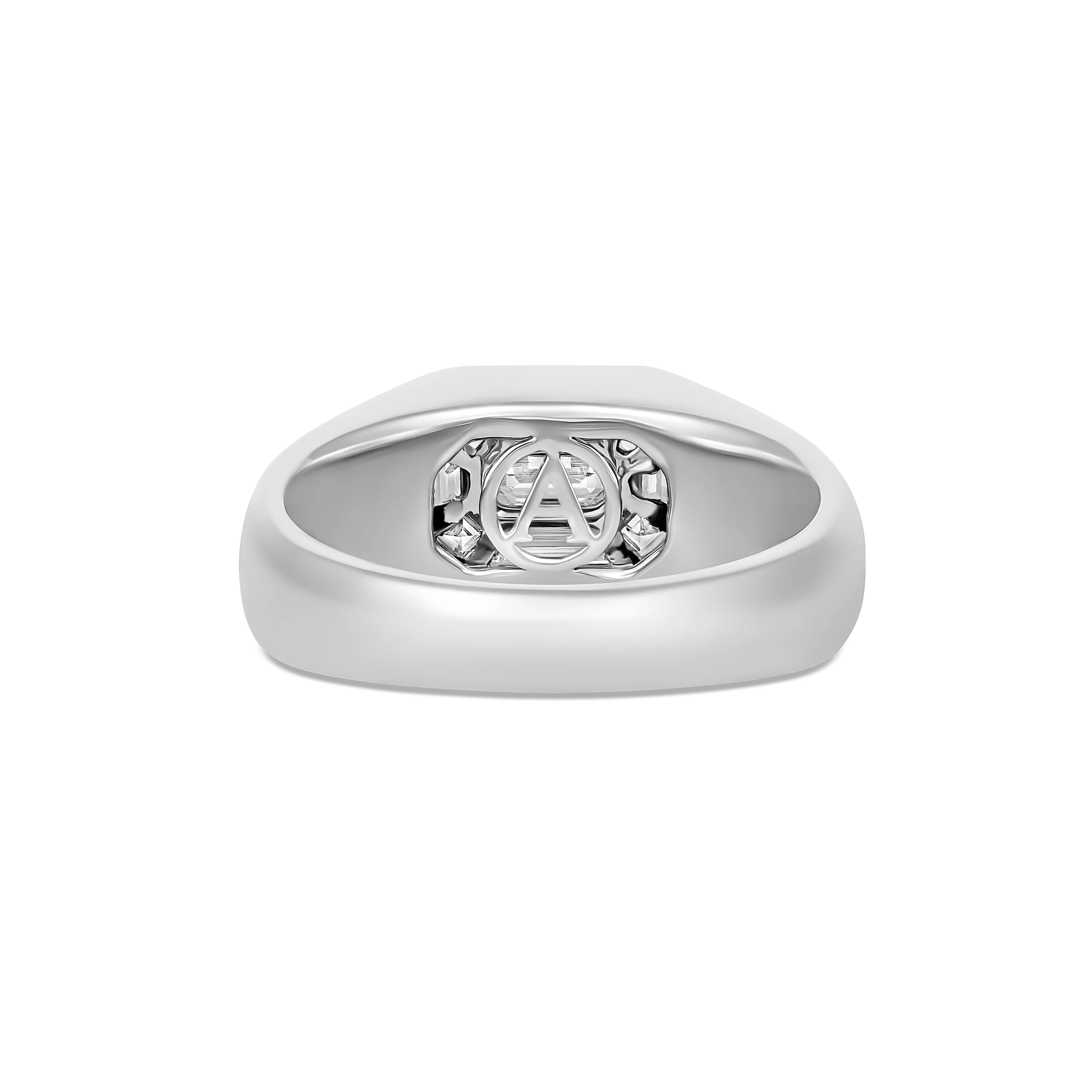 Illusion East-West Emerald Cut Illusion Signet Ring | Platinum - Image 3