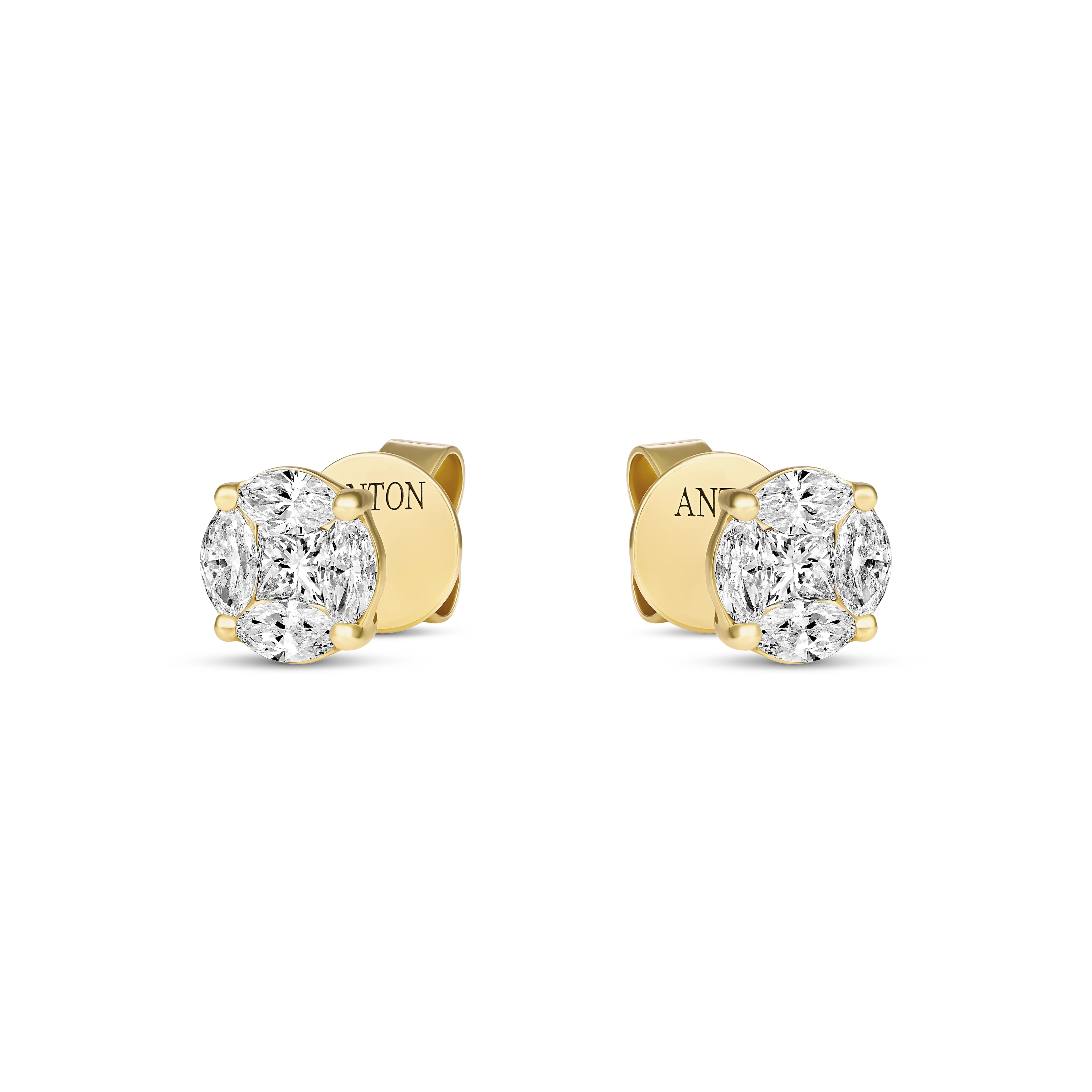 Illusion Natural Diamond Petite Stud Earrings | 18K Yellow Gold - Image 3