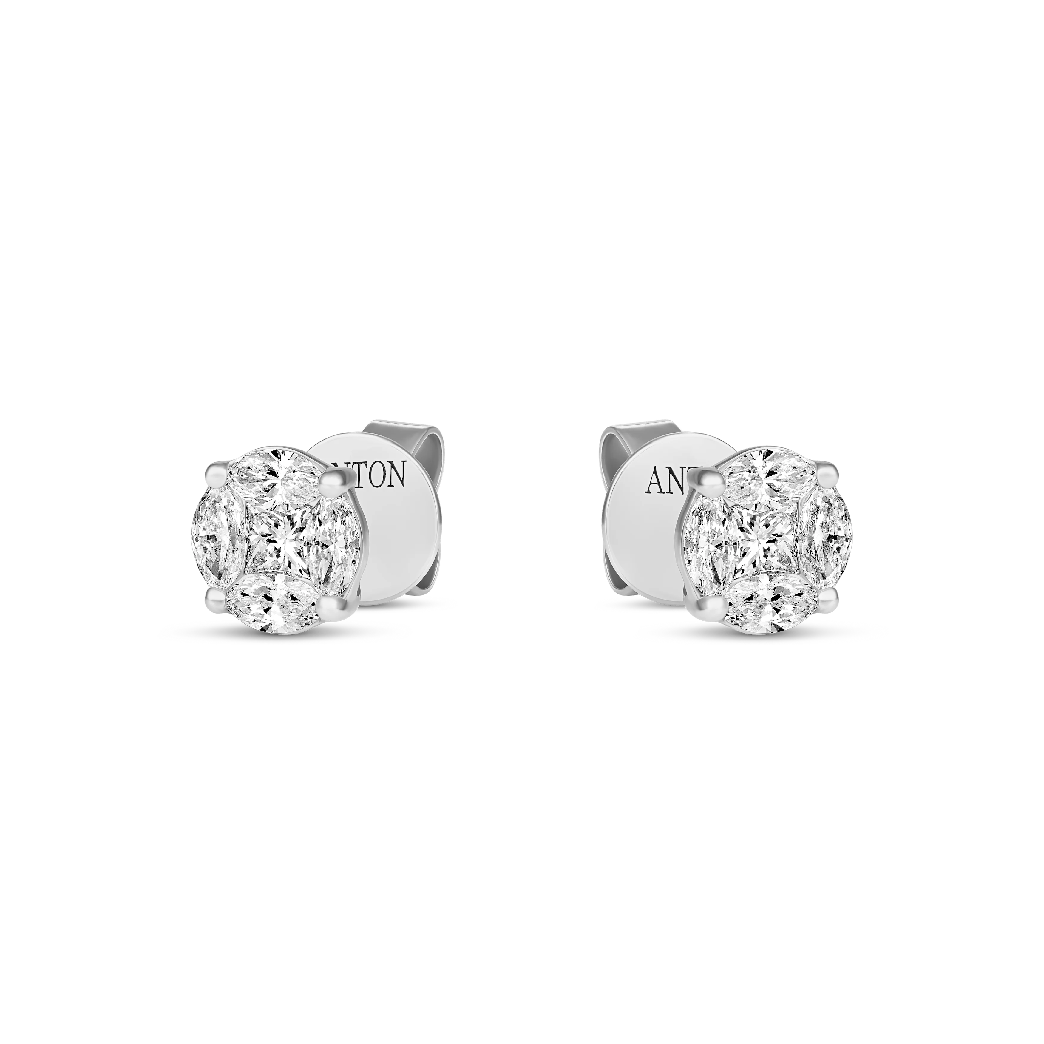 Illusion Natural Diamond Petite Stud Earrings | 18K Yellow Gold - Image 4