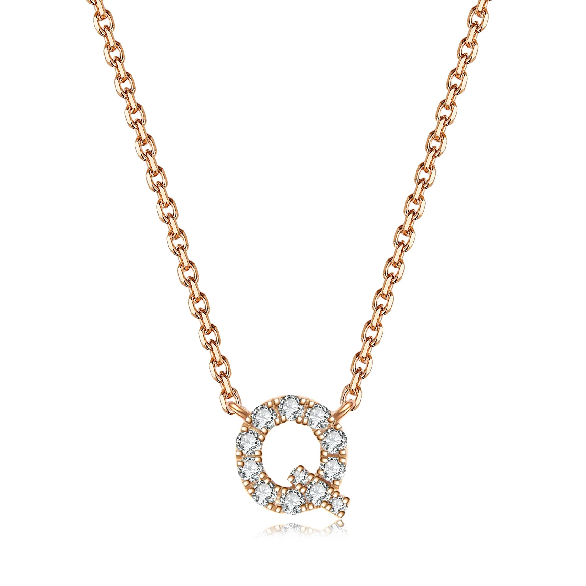 Initial Diamond Pendant Necklace | Rose Gold - Image 33
