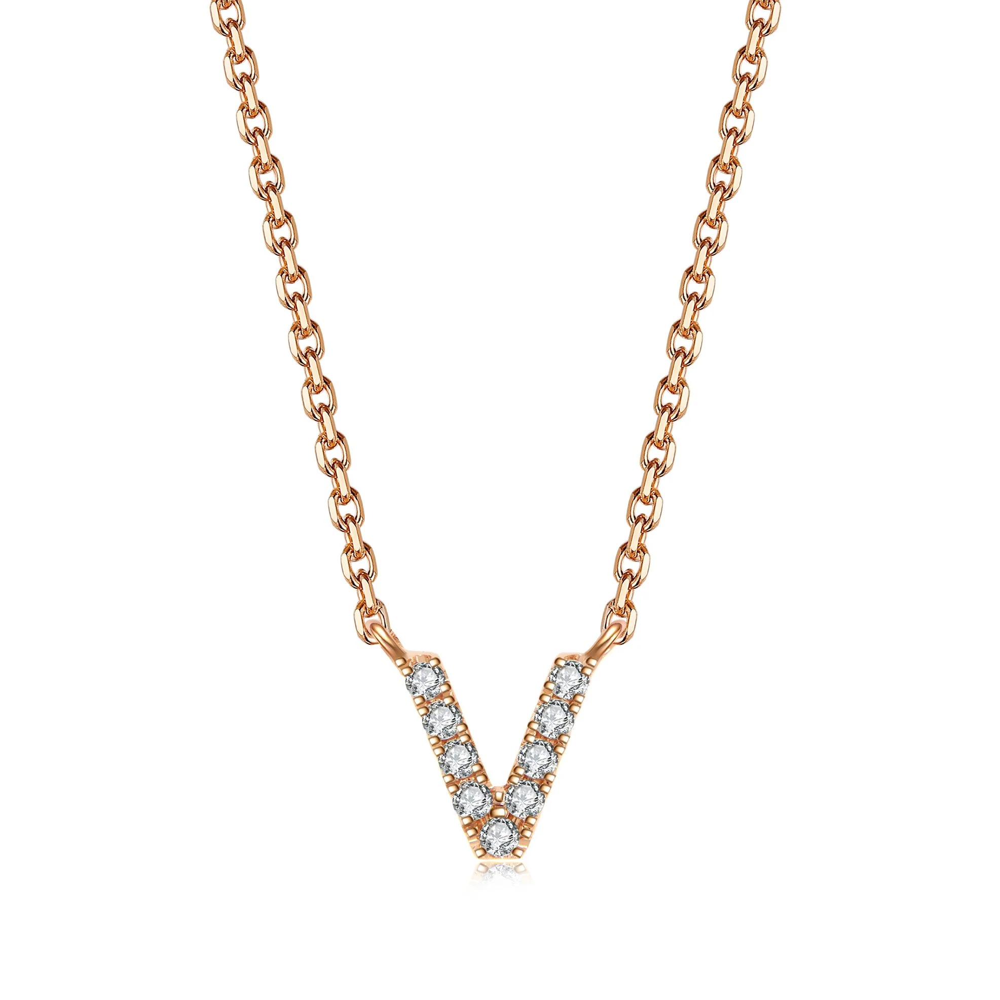 Initial Diamond Pendant Necklace | Rose Gold - Image 43