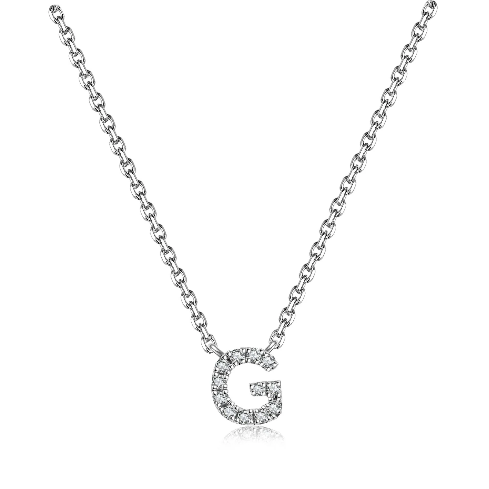 Initial Natural Diamond Pendant Necklace | 18K White Gold - Image 21