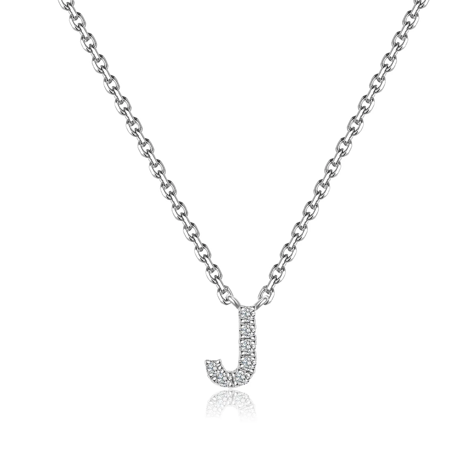Initial Natural Diamond Pendant Necklace | 18K White Gold - Image 30