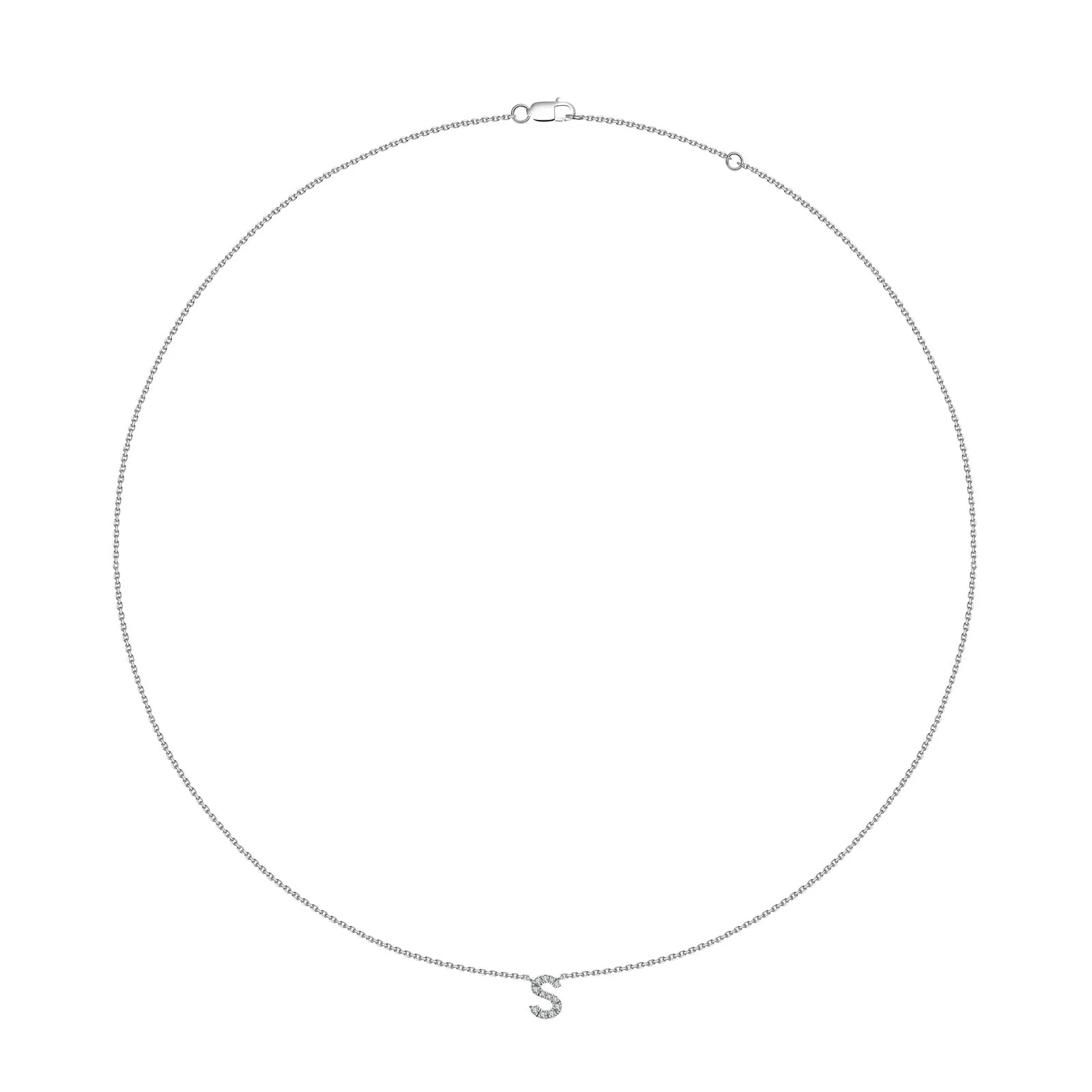 Initial Natural Diamond Pendant Necklace | 18K White Gold - Image 55